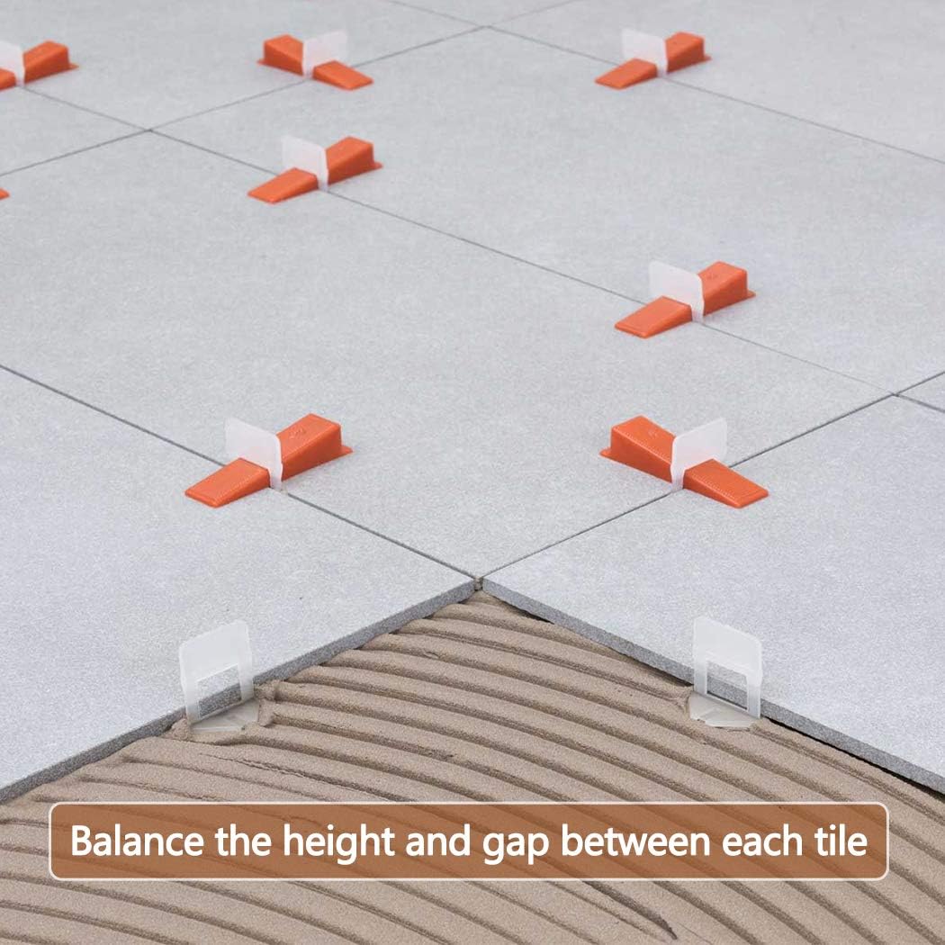 600 PCS Tile Leveling System Clips 1/16''(1.5mm) 600-Piece Tiles Leveler Spacers Tool for Professional Ceramic Tile and Stone Installation