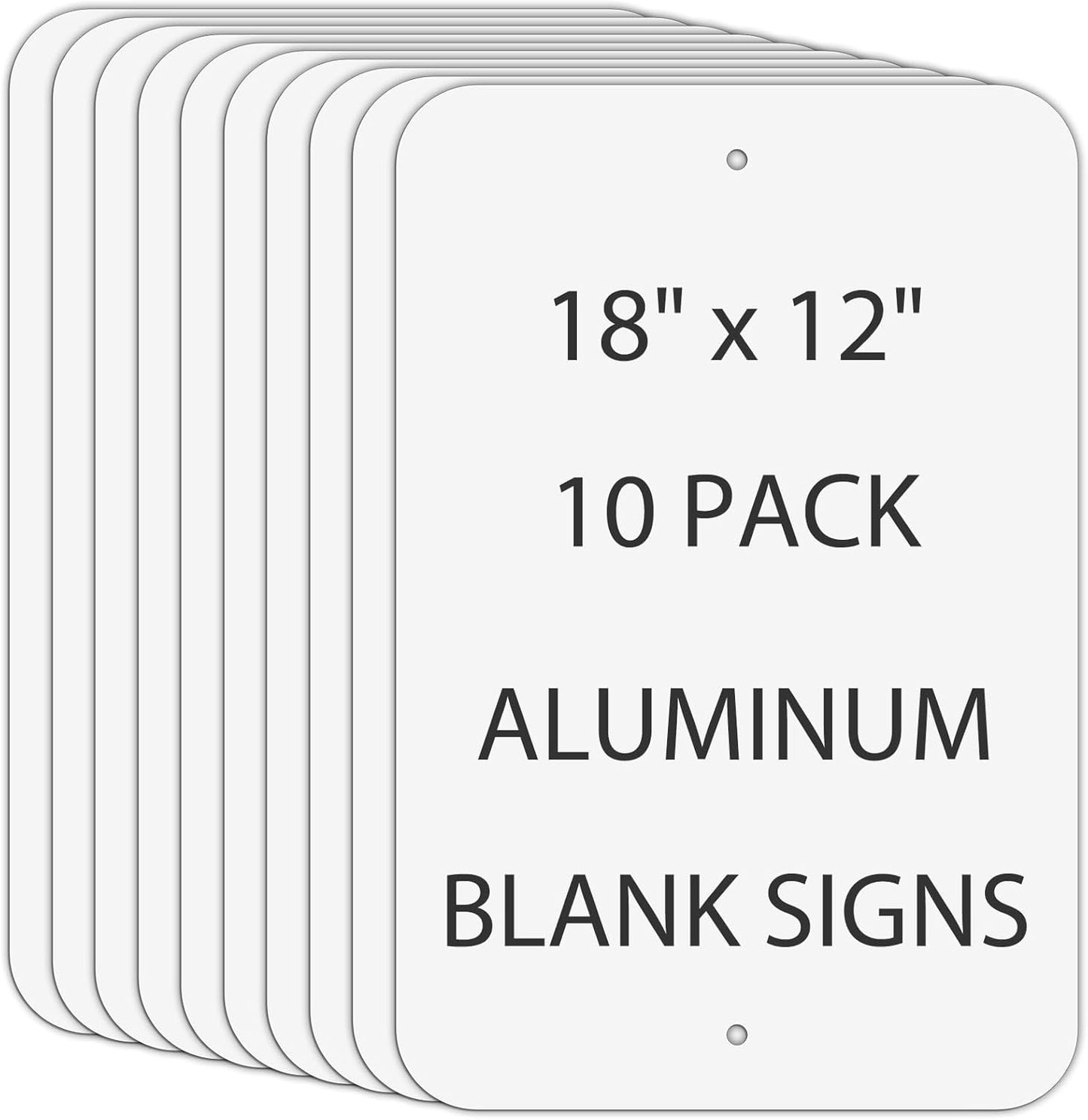 Blank Aluminum Signs 10-Pack, 18 x 12 Inches Sublimation Metal Sign Blank, Write-On Sign for Vinyl DTF Screenprint or Flatbed Printed Graphics, Rust Free Weather Resistant, Waterproof, Durable Ink, Easy to Mount Indoor or Outdoor Use