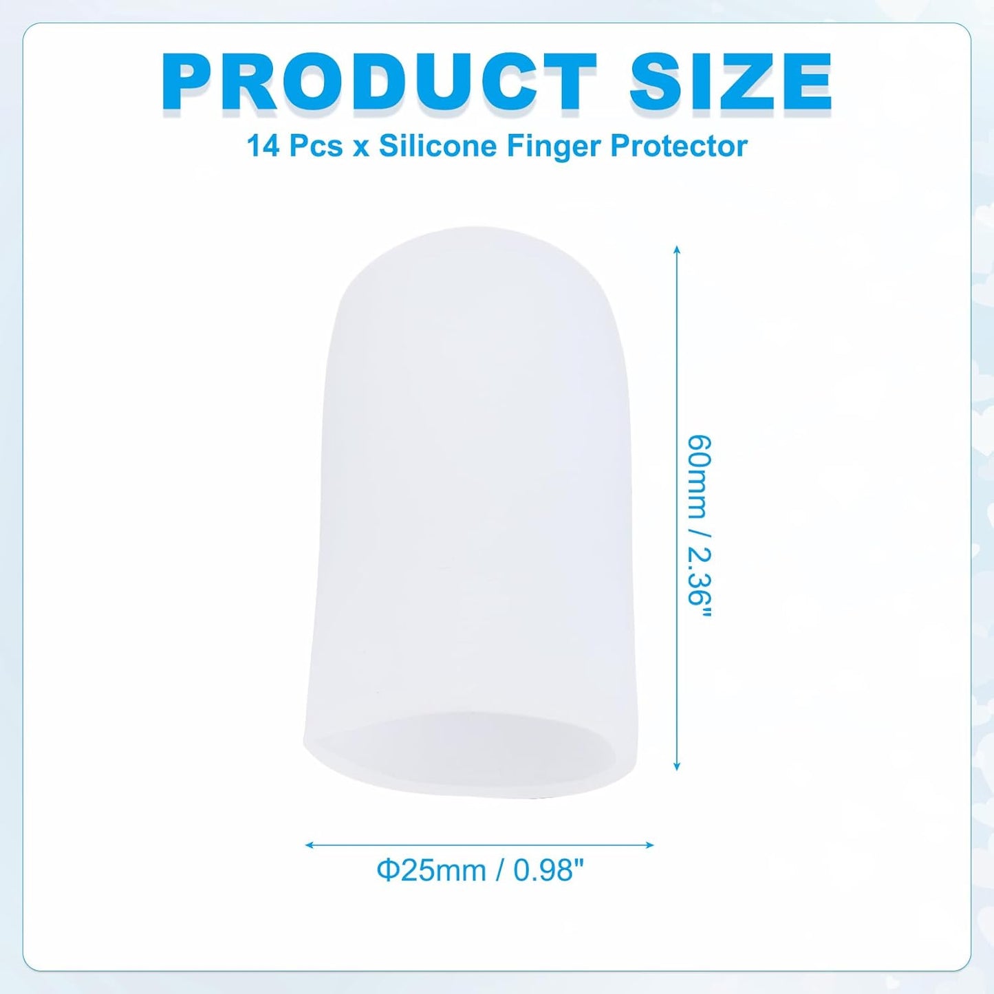 PATIKIL Gel Finger Cots 2"x0.79", 14 Pcs Silicone Finger Protector Support Finger Sleeve Cushions Thumb Protector Covers Fingertip Caps Gloves for Finger Cracking, White