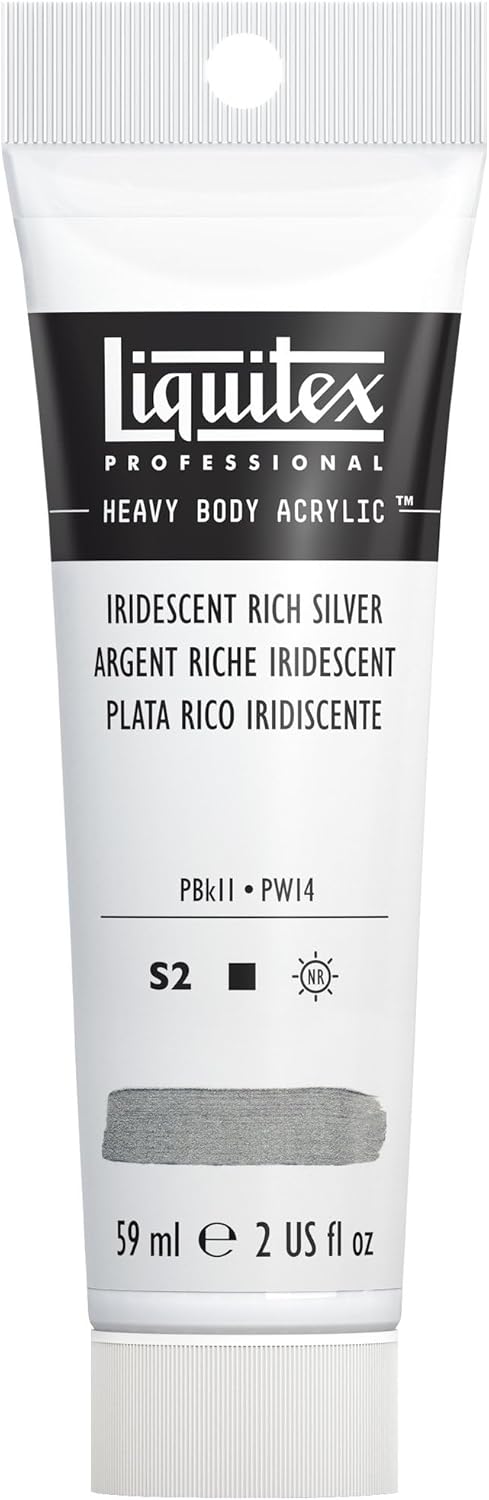 Liquitex Professional Heavy Body Acrylic Paint, 2-oz (59ml) Tube, Iridescent Rich Silver