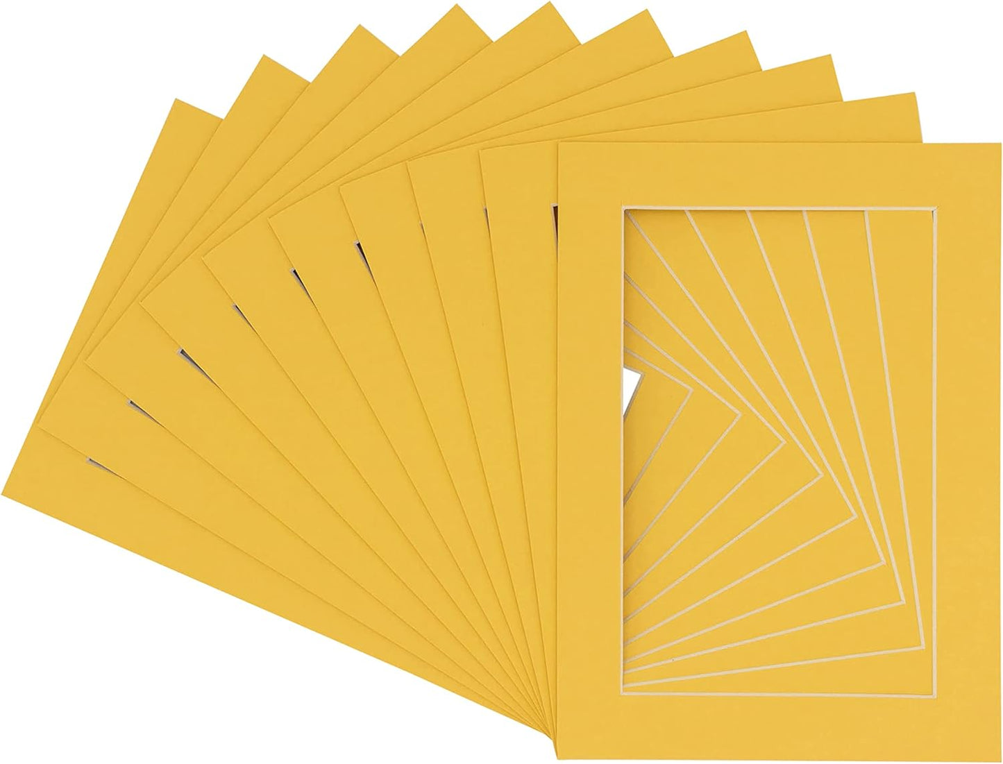 Pack of 25 Acid Free 8x10 Mats Bevel Cut for 6x8 Photos - Chamois Yellow Precut Matboards For Pictures, Photos, Framing - 4-ply Thickness
