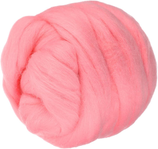 PATIKIL Wool Roving Yarn, 80G/2.82OZ Soft Felting Wool Pure Chunky Roving Yarn Bulk for Needle Felting Knitting Blanket Spinning Weaving DIY Craft, Dark Pink