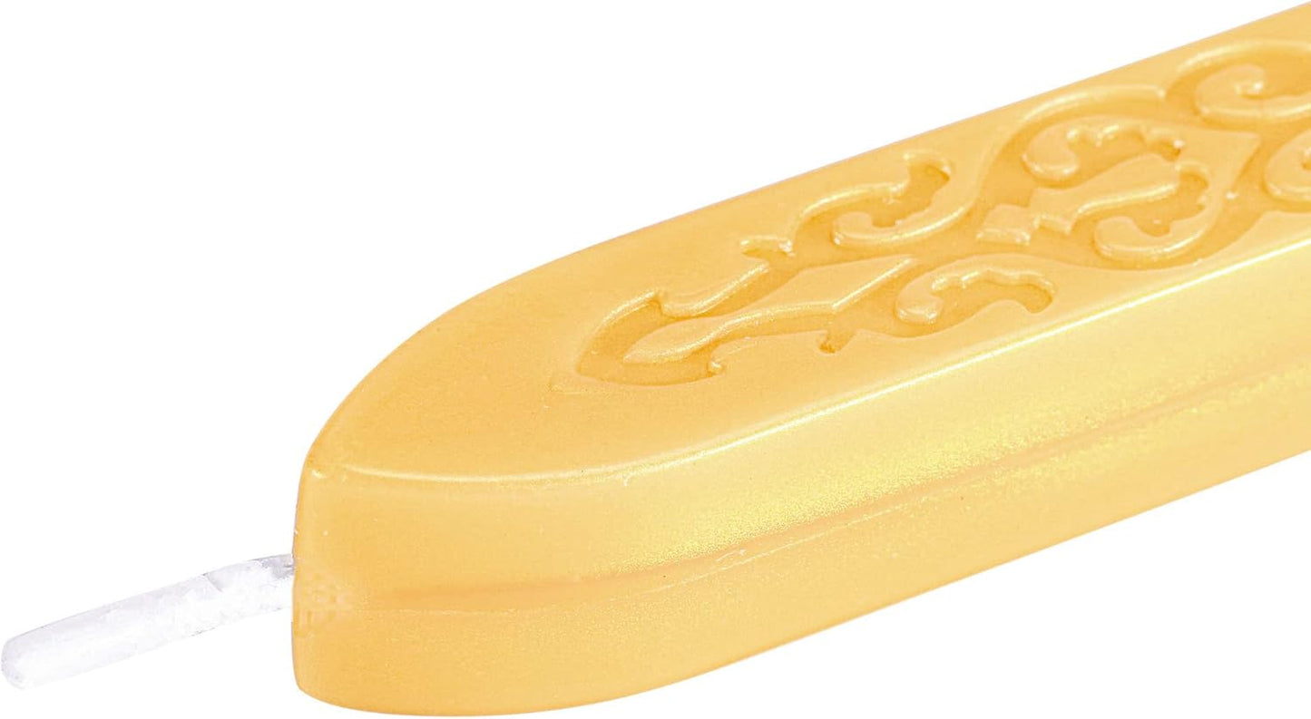 Yoption Sealing Wax Sticks with Wicks Antique Fire Manuscript Sealing Wax for Wax Seal Stamp (Light Golden)