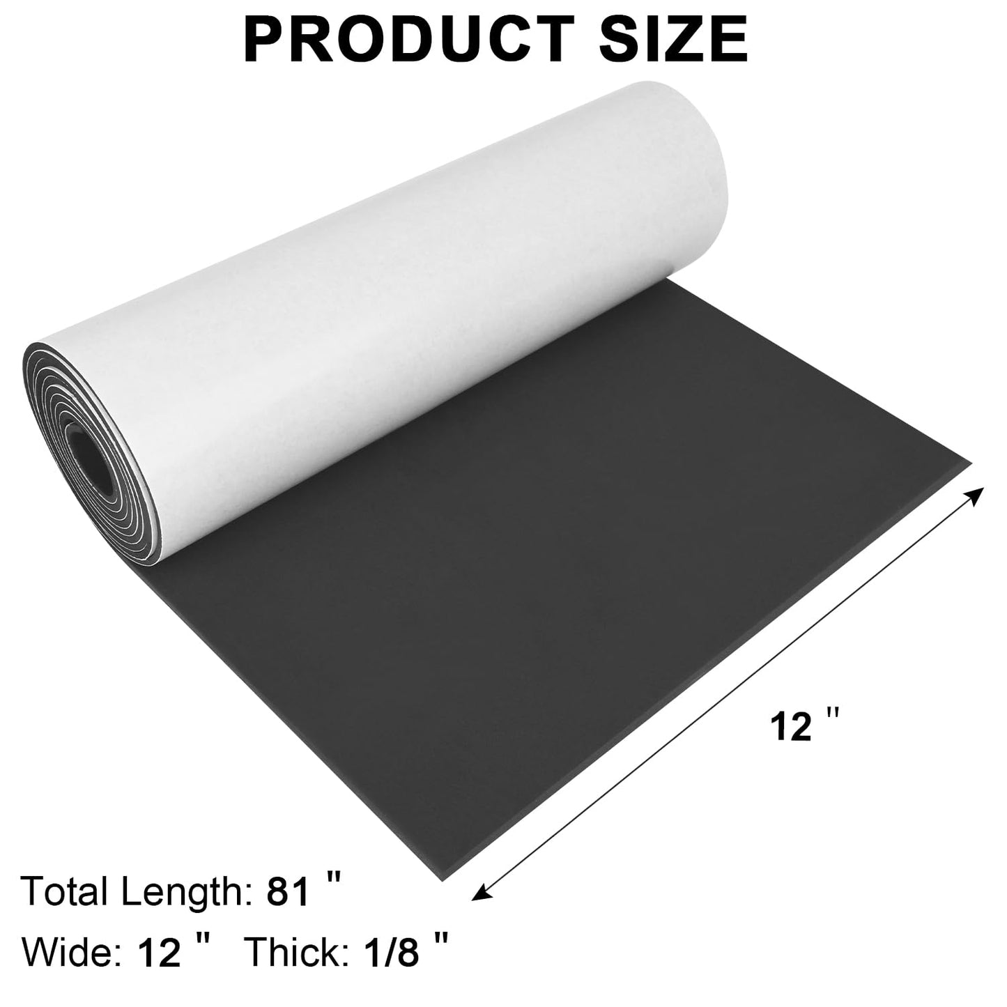 Sponge Neoprene Foam Rubber Sheet with Adhesive, 12 in x 81 in x 1/8 in Multi-Function Soundproof High Density Waterproof Rubber Mat, Perfect Cosplay Easy Cut DIY Neoprene Padding Roll - Black