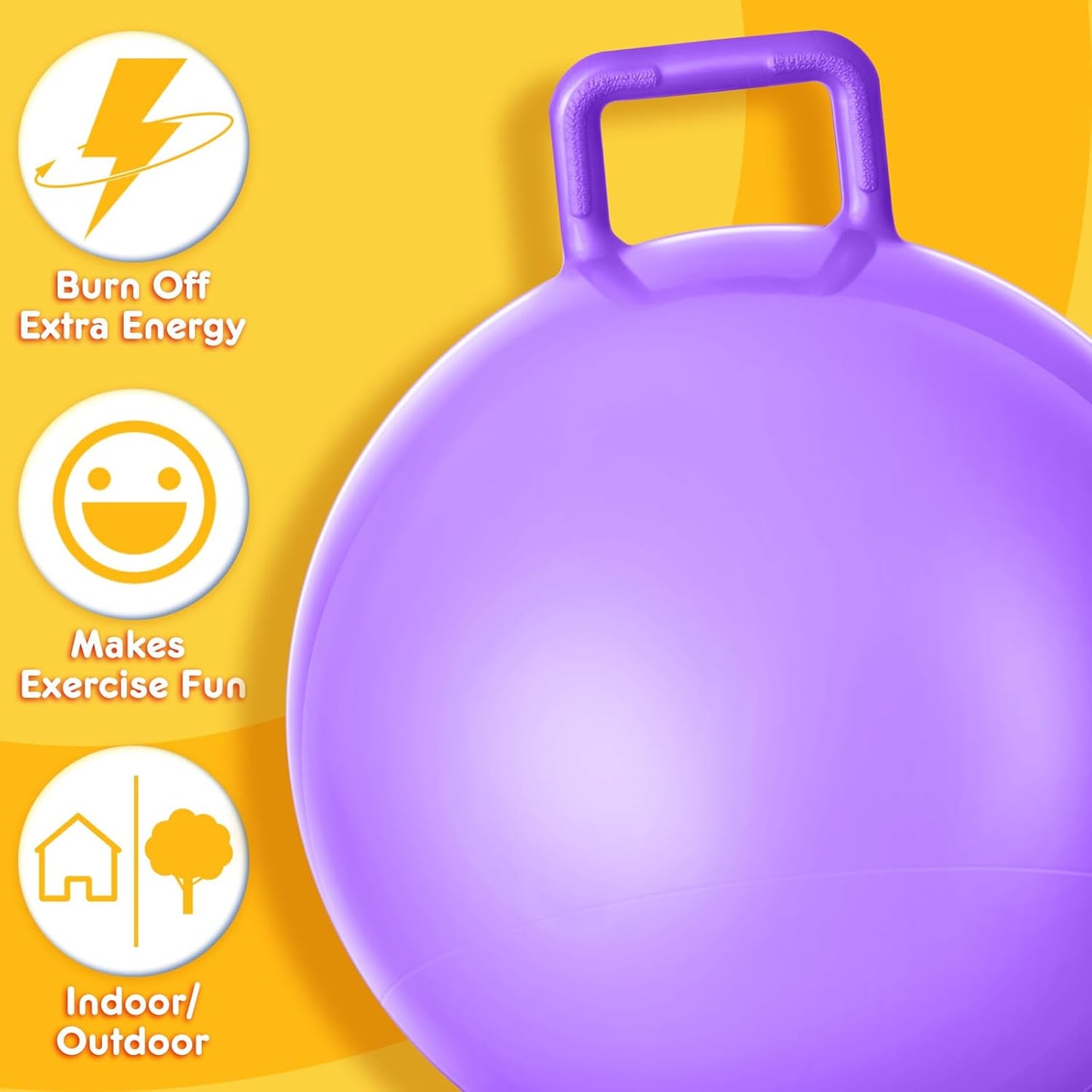 Lewtemi 3 Pcs 18 Inch Bouncing Ball with Handle, Outdoors Hopper Jumping Hopping Ball and Air Pump for Sports Exercise (Light Pink, Light Blue, Purple)