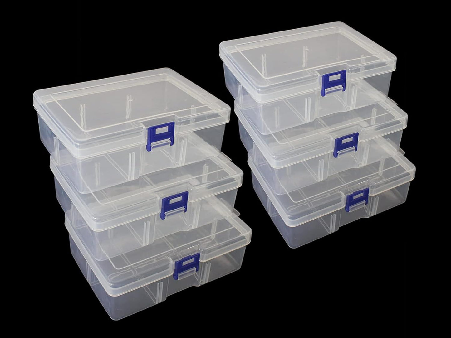 6-Piece Clear Plastic Storage Box with Snap-Tight Latch - Organizer Container for Pencils, Puzzles, Small Toys, Jewelry Making & Sewing Crafts (Small Size)