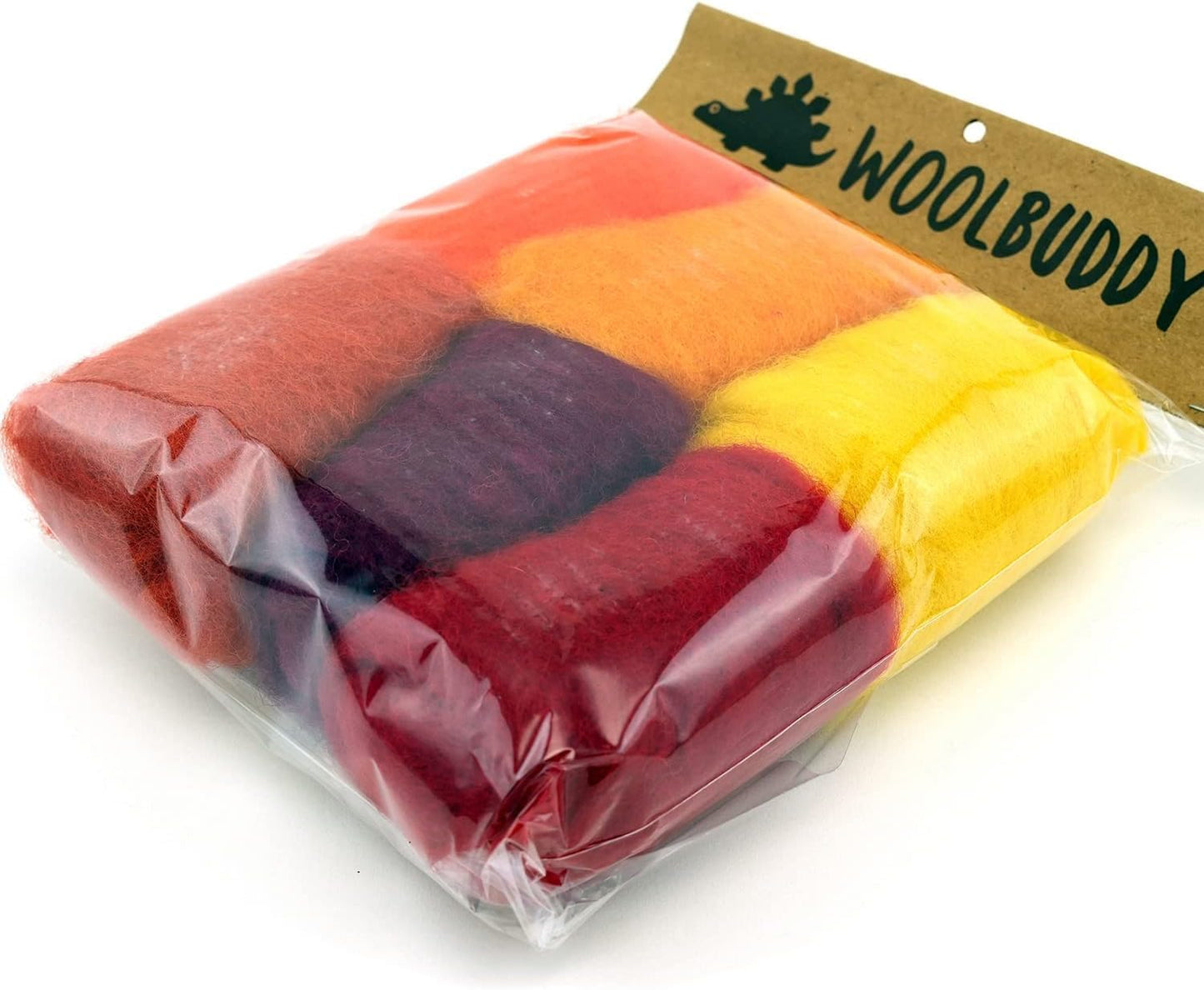 Woolbuddy Wool Roving Kit - Premium Core Wool for Needle Felting, Felting Soap & Tools – Sustainable Roving Wool for Beginners & Adults, Wet Felting Supplies (Red/Orange)