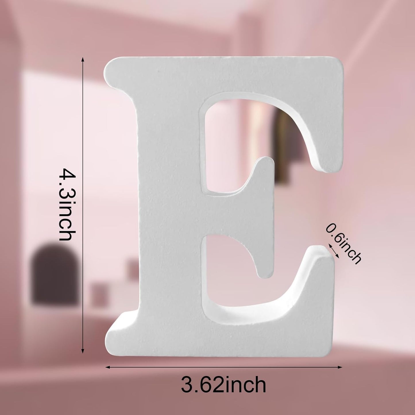 Wood Letters 4.3 Inch, White Unfinished Wood Letters for Graft, Wooden Letters for Wall Decor, Standing Letters for Bedroom, Home, Birthday, Party, DIY Graft (E)
