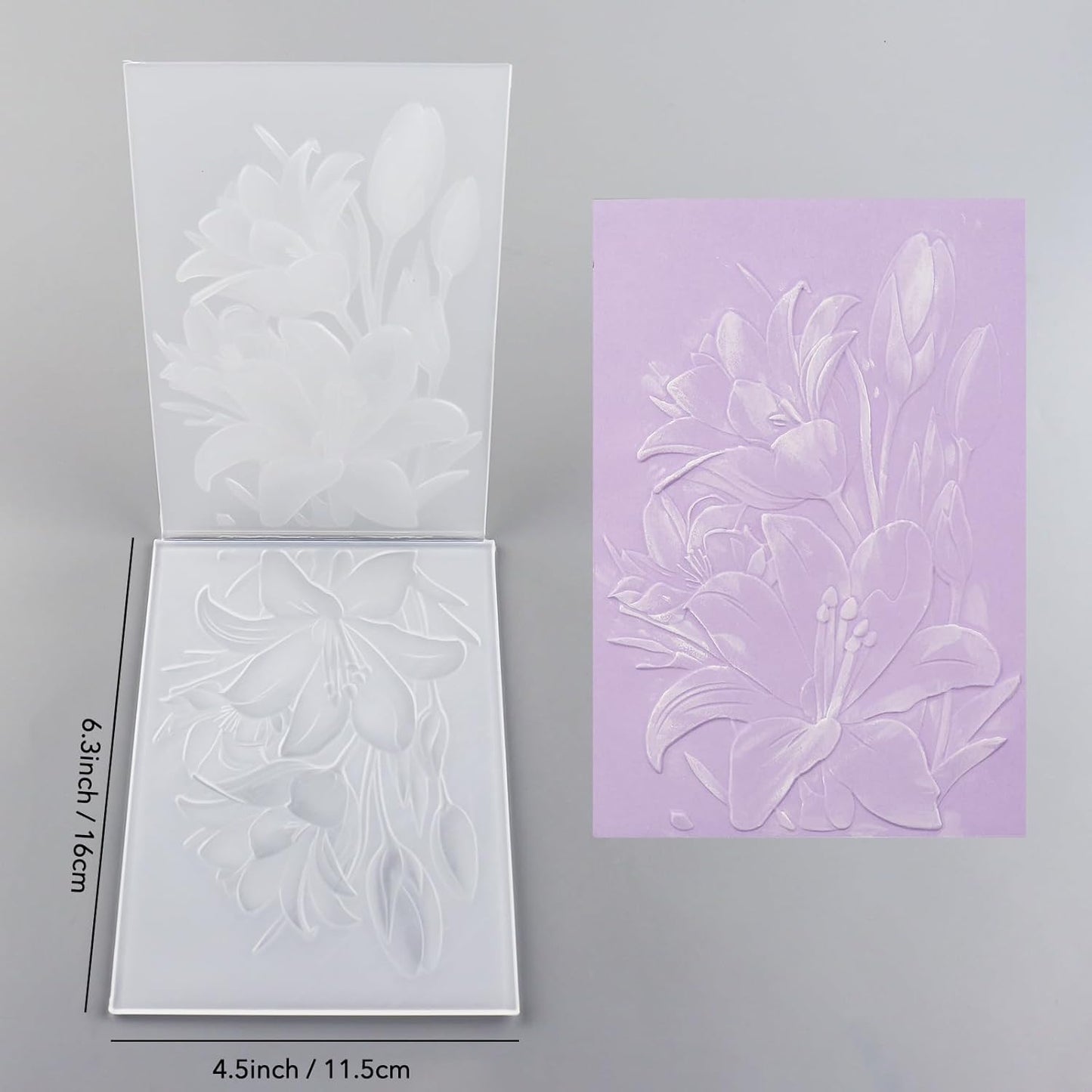BAOFALI 3D Embossing Folder for Card Making,Lily Flowers Clear Plastic Texture Fades Embossing Folder Template for Scrapbooking and Other Paper Craft Album Stamps DIY Decoration 6.3" L x 4.5" W