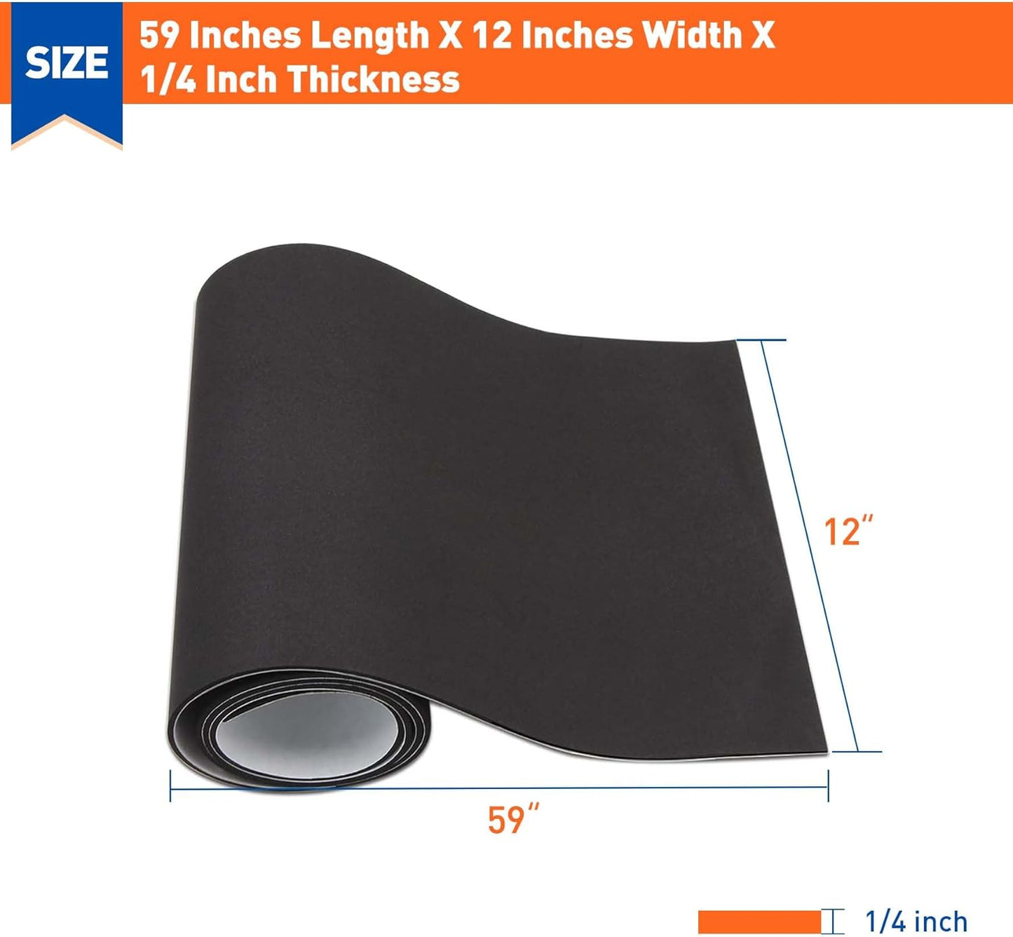 MAGZO Adhesive Foam Padding 1/8" Thick x 12" W x 59" L, Black Thin Neoprene Sheets, Closed Cell Foam Sheet Roll