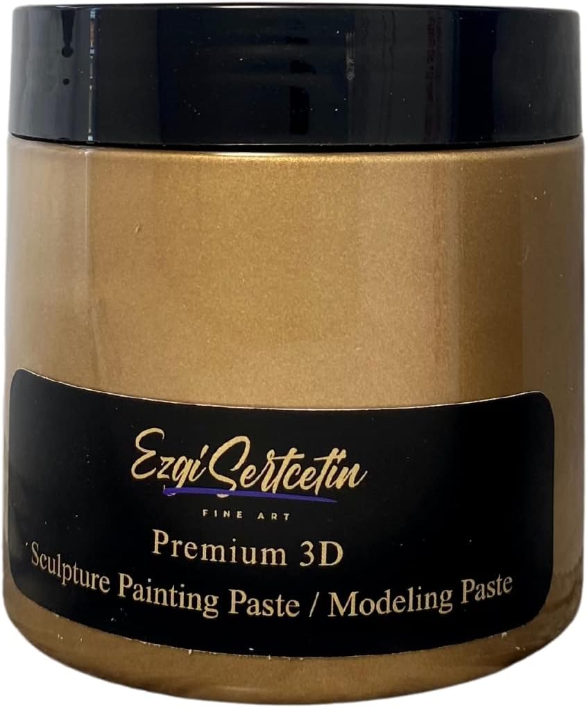 3D Sculpture Painting Paste|Texture Paste|Decorative Plaster|Ready to Use|Unique Metallic Pearl and Neon Colors|Ideal for Artwork|Stencil|Flowers|Texture and Art Relief|6 oz (Bronze)