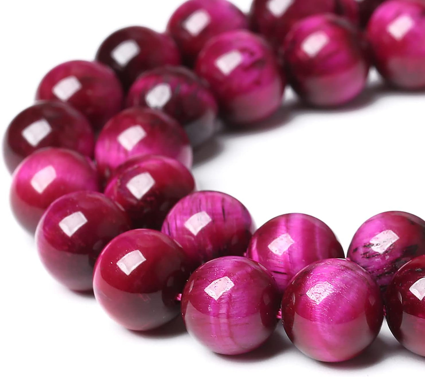 180PCS 4mm Rose Red Tiger Eye Gemstone Loose Beads Natural Round Loose Stone Beads for Jewelry Making DIY Bracelet Necklace Earrings 2 Strand 32"