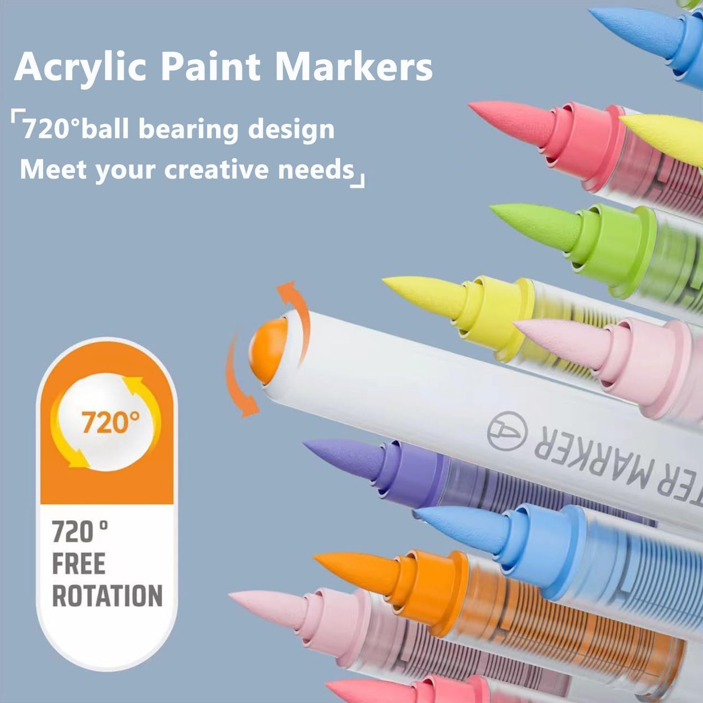 Water Based Acrylic Paint Markers, 9 Colors Acrylic Paint Pens Set with Soft Brush Tip, Marker Pen for Rock Painting, Egg, Wood, Glass, Paper, Acrylic Painter Ink (Warm Yellow Series)