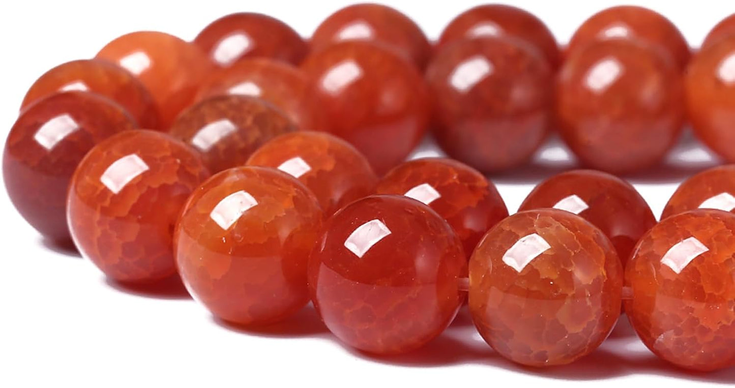 12mm 32pcs Natural Red Dragon Vein Agate Stone Beads for Jewelry Making Energy Healing Round Beads DIY Bracelet Necklace Accessories 15" (12mm, Red Dragon Vein Agate)