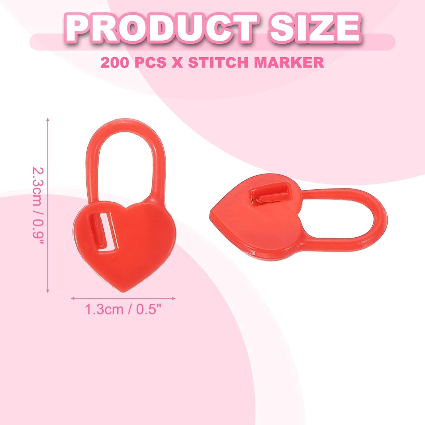 uxcell 200pcs Stitch Markers for Crocheting, Heart Shaped Crochet Marker Needle Clip Counter for Knitting Clothing Tag DIY Craft,Red