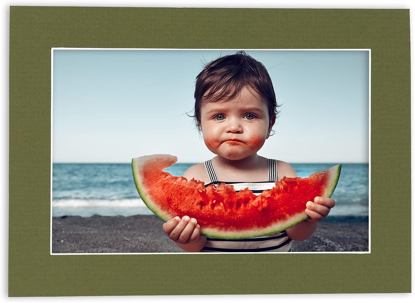 5x7 Mat for 8.5x11 Frame - Precut Mat Board Acid-Free Dill Green 5x7 Photo Matte For a 8.5x11 Picture Frame, Premium Matboard for Family Photos, Show Kits, Art, Picture Framing, Pack of 10 Mats