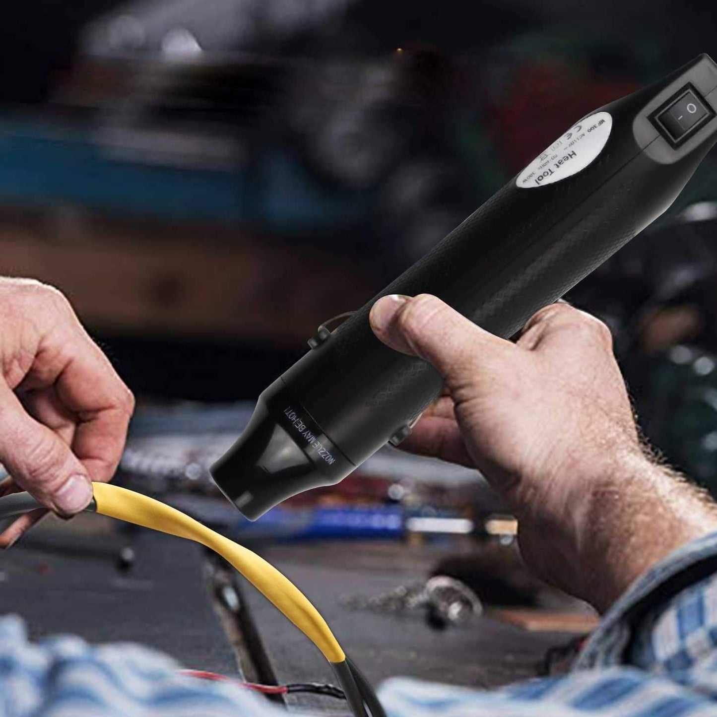 Mini Heat Gun, 300W Dual Temperature Hot Air Gun (110V) with 6.6ft Long Cable & Reflector Nozzle - Ideal for Epoxy Resin Crafts, Shrink Wrapping, Embossing & Vinyl Wrap (‎MF300 Constant Temperature)