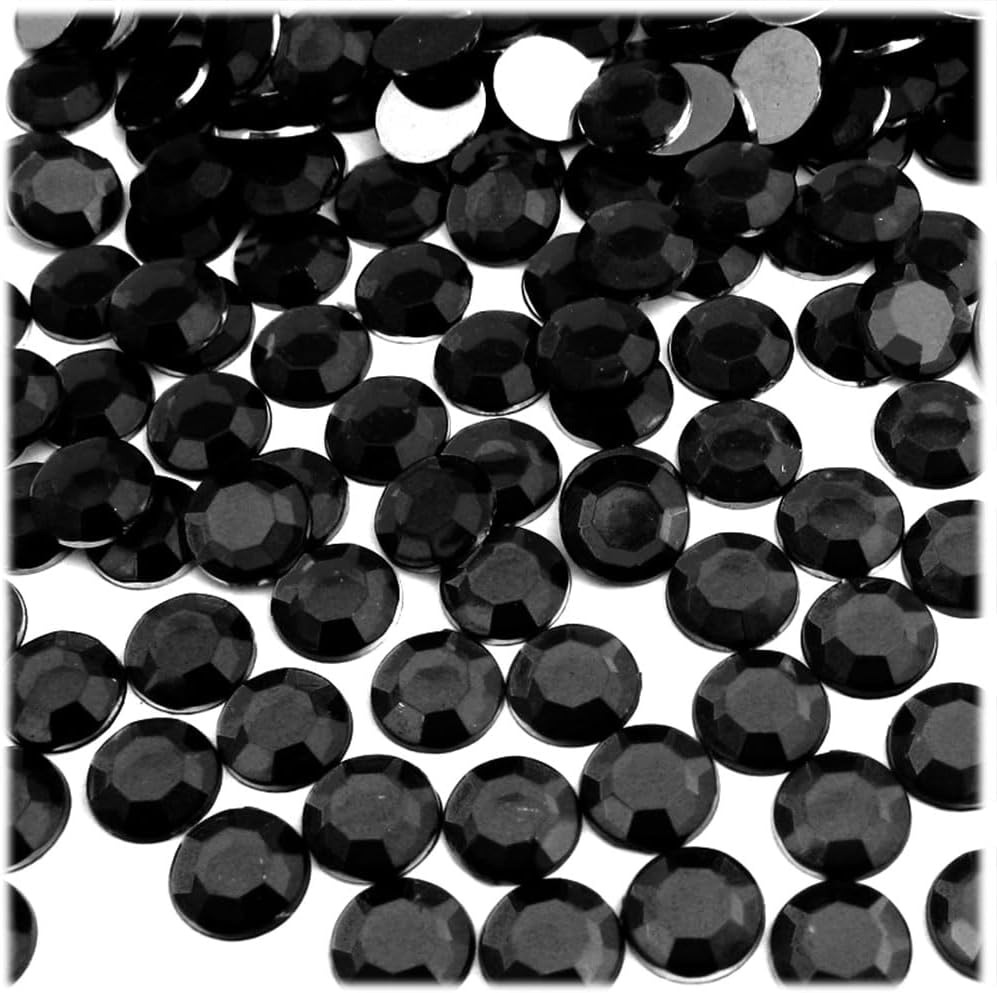 The Crafts Outlet 144pc Flatback Acrylic Rhinestones Round 10mm - Jet Black