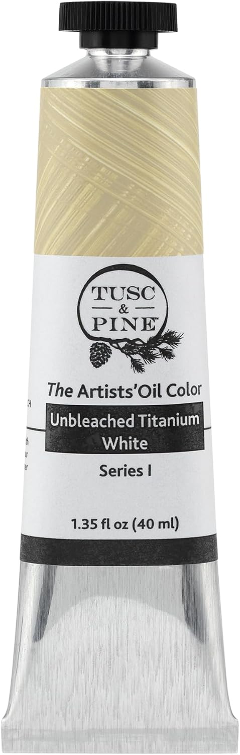 Tusc & Pine Artist Oil Paint - Unbleached Titanium White, 40 ml, Non-Yellowing, Rich & Creamy Consistency, Maximum Pigment Load, Small Batch Milled Oil Paints Made in the USA for Professional Artists