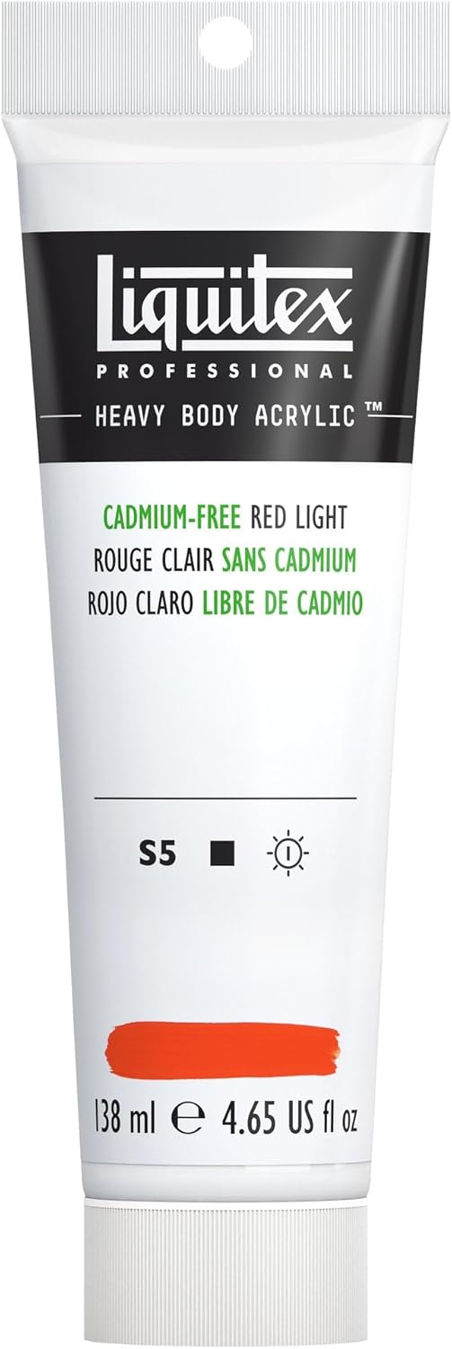 Liquitex Professional Heavy Body Acrylic Paint, 4.65-oz (138ml) Tube, Cadmium Free Red Light