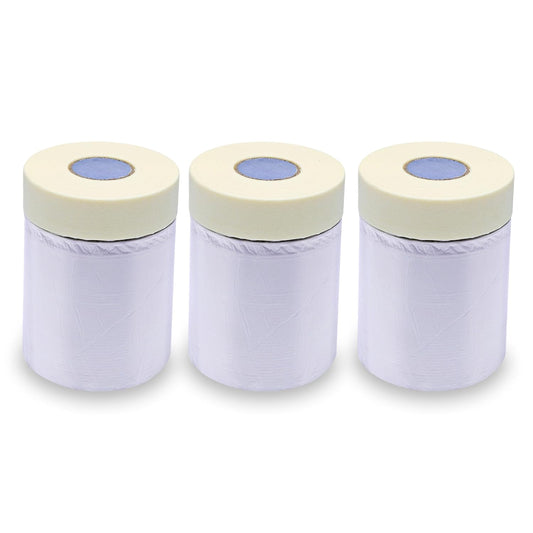 Lichamp Plastic Cover for Painting, Pre-Taped Masking Film, 22 inch x 30 Yard x 3 Rolls (90 Yards Total), Painters Plastic with Tape, Advanced Masking Tape Film