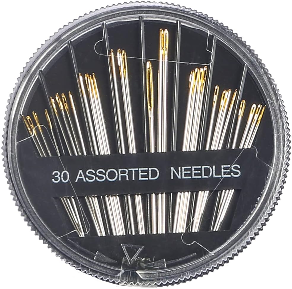 Eketirry Premium Hand Sewing Needles，30-Count Assorted Needles for Sewing Repair, 6 Different Sizes Sewing Needles with 2 Threaders (Black,1)