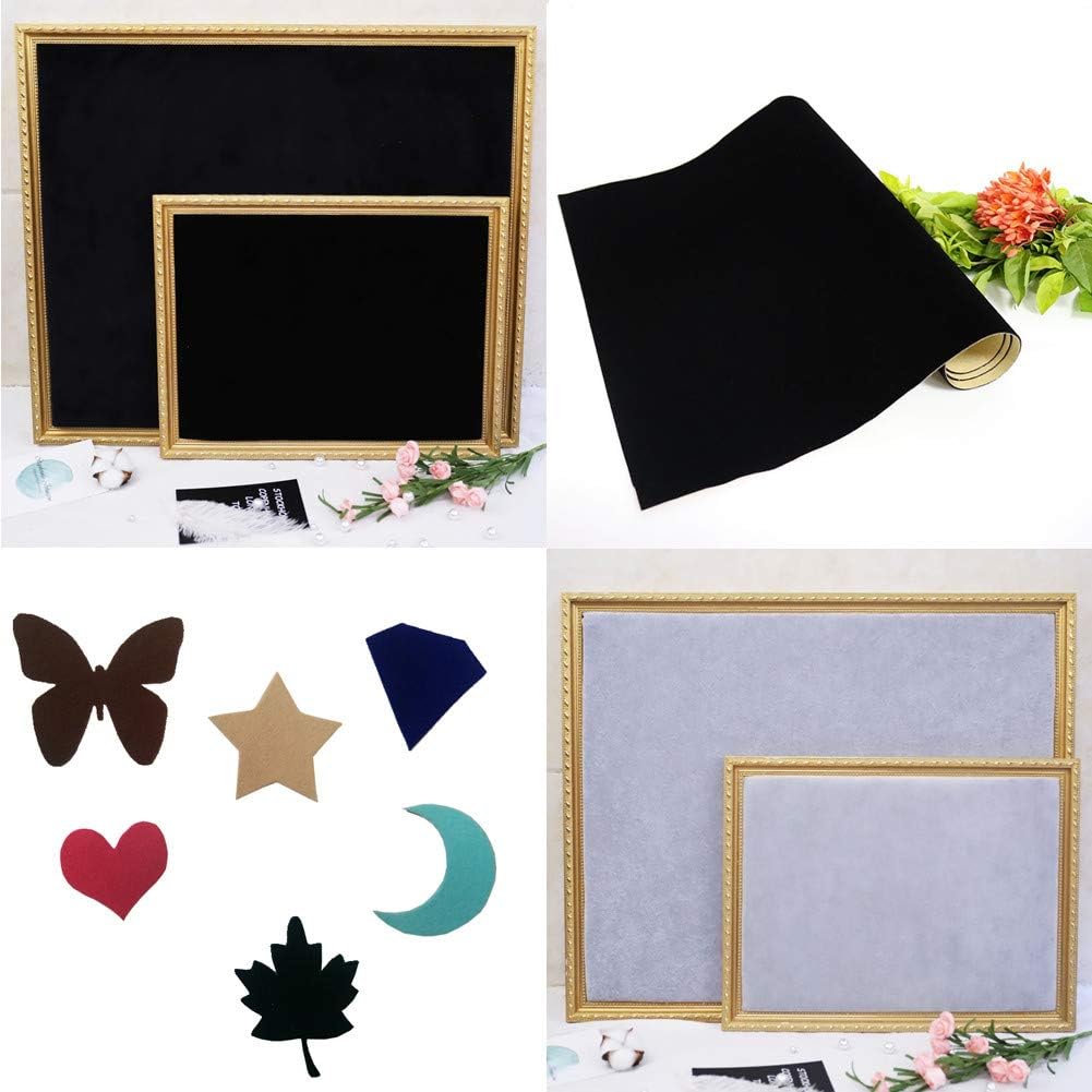 2PCS Self Adhesive Felt Sheets, DIY Felt Adhesive Sheet for Art & Crafts, Peel and Stick Felt for Drawer/Jewelry Box Felt Liner, Solid Color Felt Wallpaper (14.6" x 39.4", Grey)
