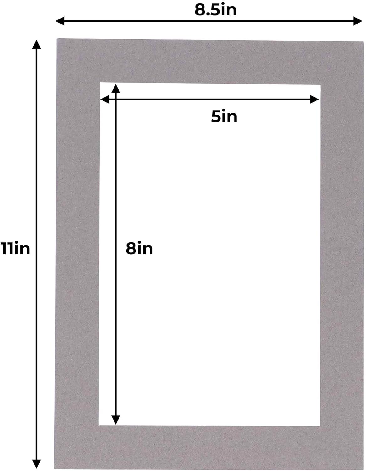 5.5x8.5 Mat for 8.5x11 Frame - Precut Mat Board Acid-Free Charcoal 5.5x8.5 Photo Matte for a 8.5x11 Picture Frame, Premium Matboard for Family Photos, Show Kits, Art, Picture Framing, Pack of 1 Mat