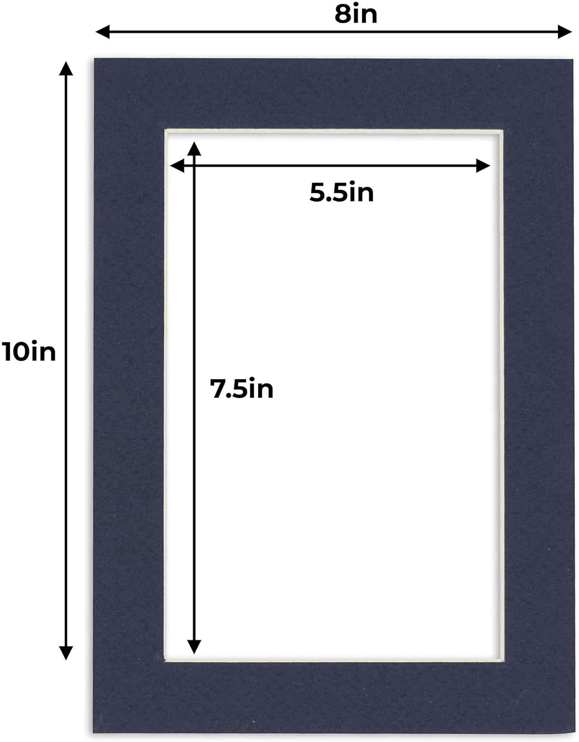 6x8 Mat for 8x10 Frame - Precut Mat Board Acid-Free Show Kit with Backing Board, and Clear Bags Navy 6x8 Photo Matte Made to Fit a 8x10 Picture Frame Matboard for Framing, Pack of 100 Mats