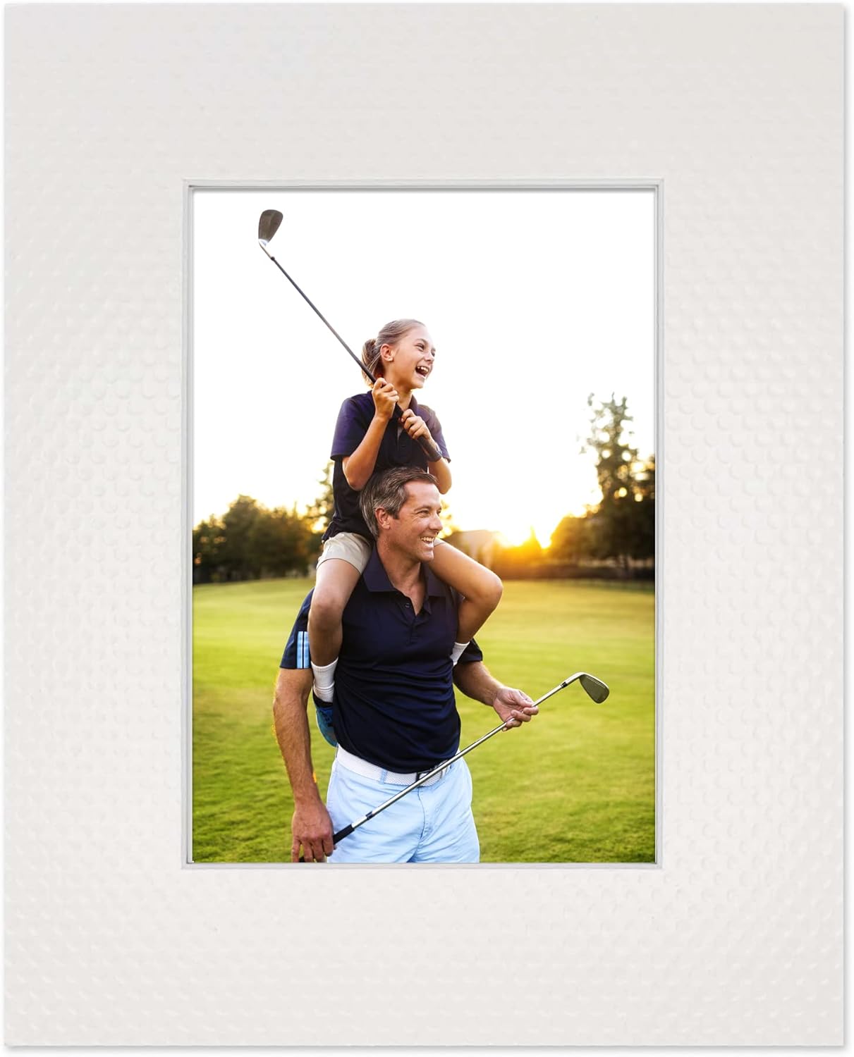8x10 Mat Bevel Cut for 6x8 Photos - Acid Free Golf Ball Texture Precut Matboard - For Pictures, Photos, Framing - 4-ply Thickness