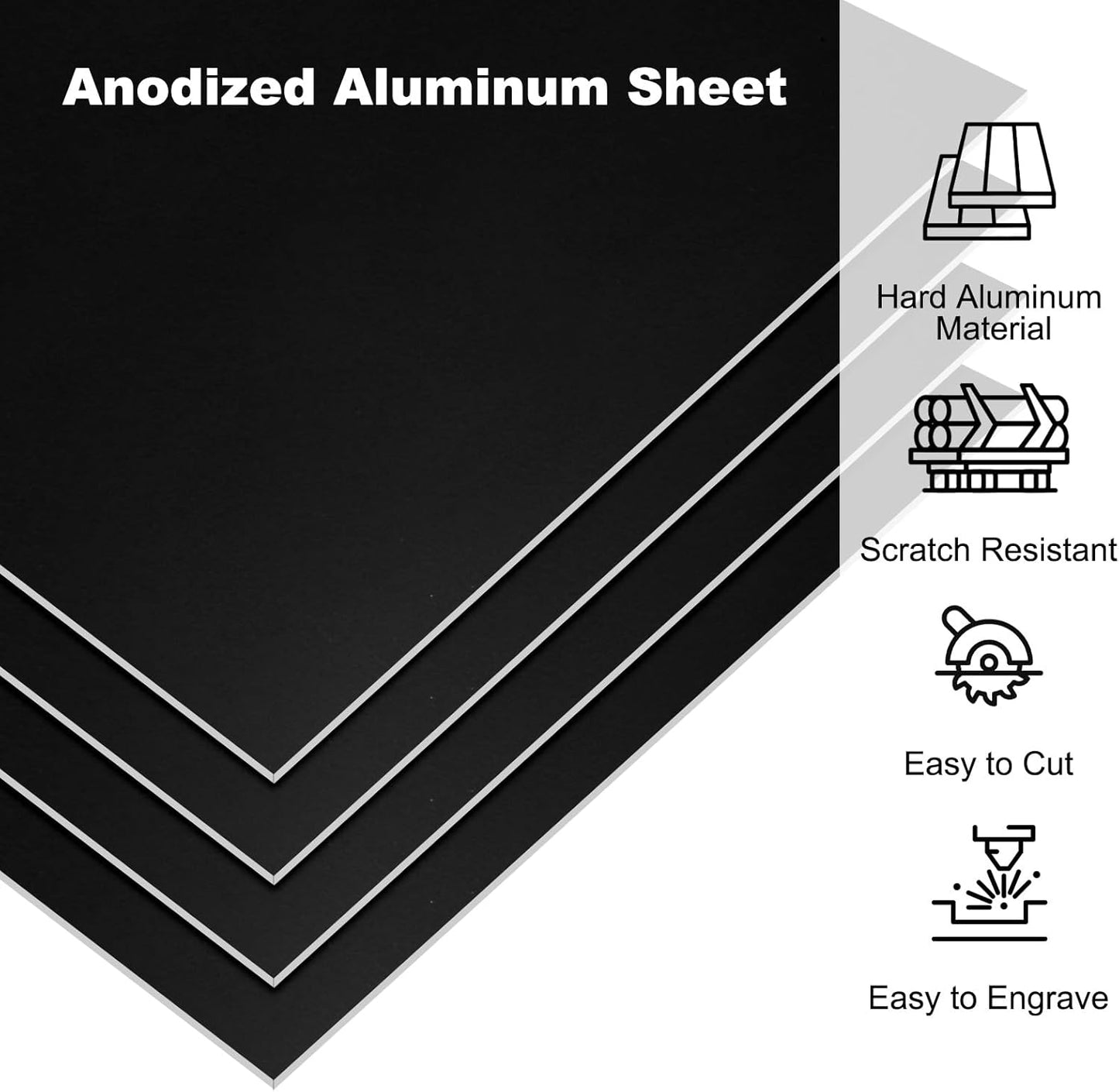 PATIKIL 3.3x2.1x1/32inch Anodized Aluminum Sheet, 10Pcs Metal Rectangle Aluminum Plate 0.8mm Thick Engraving Blanks for Laser Engraving DIY Decorative Crafting Home Decoration, Black