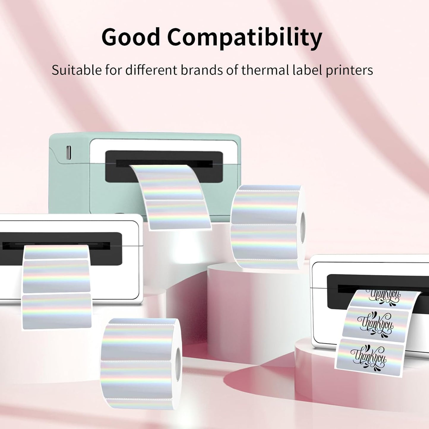 3x2 Inch Holographic Thermal Labels, Glitter Silver Thermal Sticker Labels, Waterproof Thermal Printer Stickers for Price, Barcode, Name, Custom Logo Design, 200 Pcs/Roll