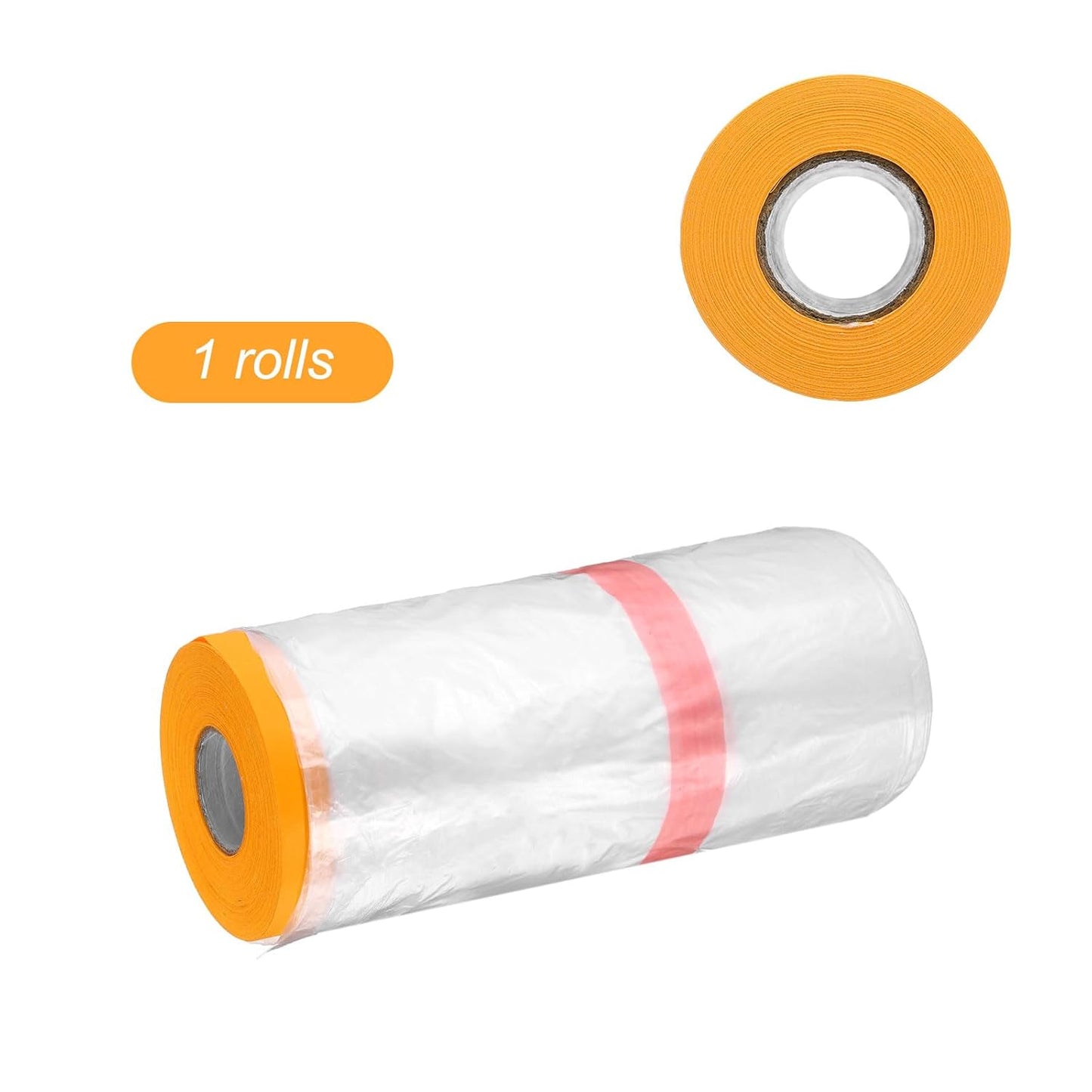 HARFINGTON Pre-Taped Masking Film 106.3" x65.6ft Double Adhesive Tape and Drape Painters Plastic Drop Cloth Film with Tape Plastic Sheeting for Automotive Painting Covering