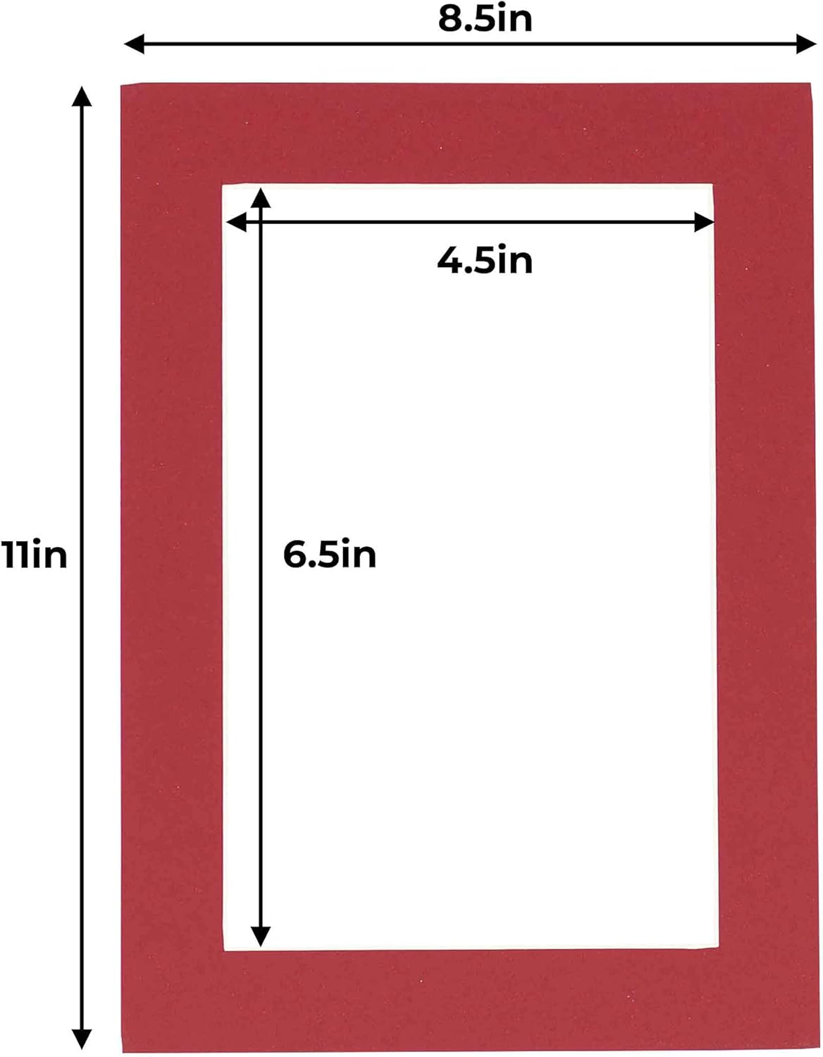 5x7 Mat for 8.5x11 Frame - Precut Mat Board Acid-Free Show Kit with Backing Board, and Clear Bags Deep Red 5x7 Photo Matte Made to Fit a 8.5x11 Picture Frame Matboard for Framing, Pack of 10 Mats