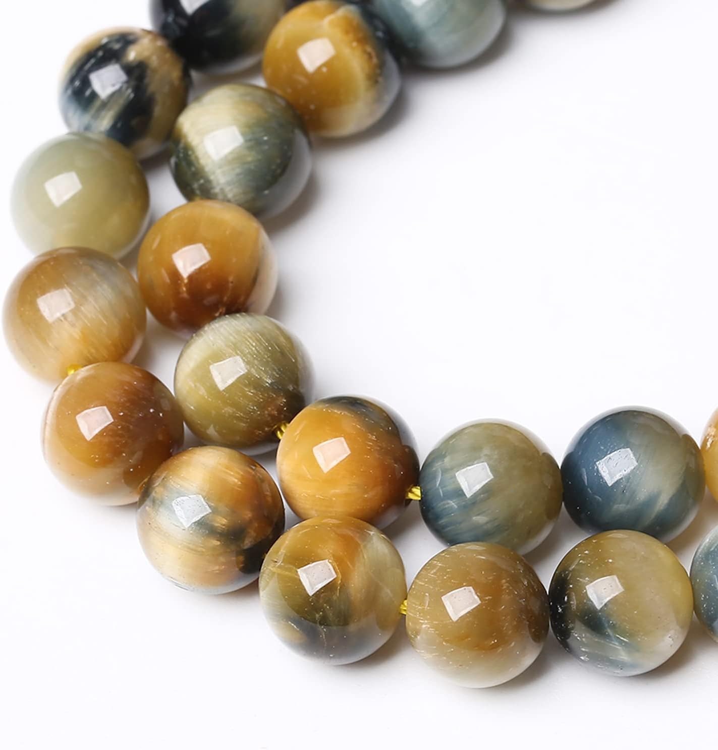 8mm 45Pcs AAAAA Tiger Eye Beads for Jewelry Making Natural Stone Beads Semi Precious Round Smooth Gemstones Energy Healing Loose Beads, Dream Blue Tiger Eye Stone