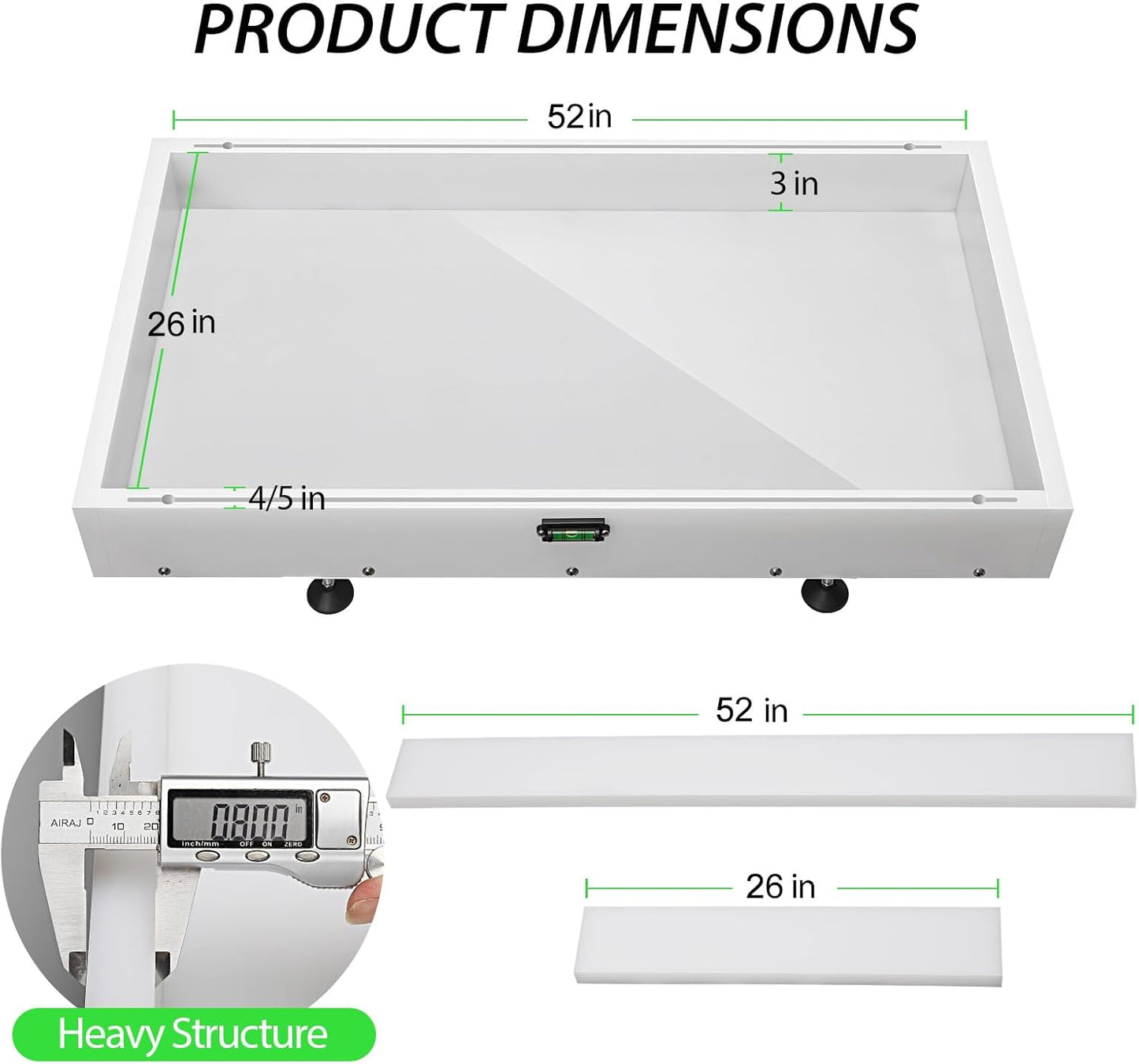 Large Reusable Epoxy Resin Mold 52×26×3 Adjustable Clamping System – Ideal Resin Molds for Coffee Tables, Trays, Cutting Boards & DIY Projects