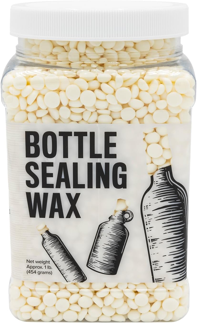 Blended Waxes, Inc. Bottle Sealing Wax Beads, Premium Pastille Wax Seal Beads For Wine, Beer, and Liquor Bottle Closure, Seals Between 25-30 Bottles, 1 lb, White