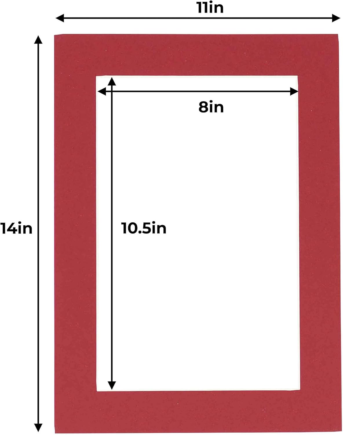 11x14 Mat for 8.5x11 Photo - Precut Deep Red Picture Matboard for Frames 11 x 14 Inches - Bevel Cut Matte to Display Art 8.5 x 11 Inches - Acid Free Pack of 25 MATS with Backing Boards & Clear Bags