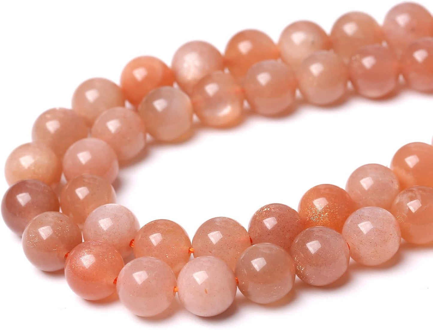 60pcs 6mm 7A Natural Orange Sunstone Round Loose Spacer Beads for Jewelry Making DIY Bracelets Necklaces Healing Energy Stone Beads (6mm, 7a Suntone)