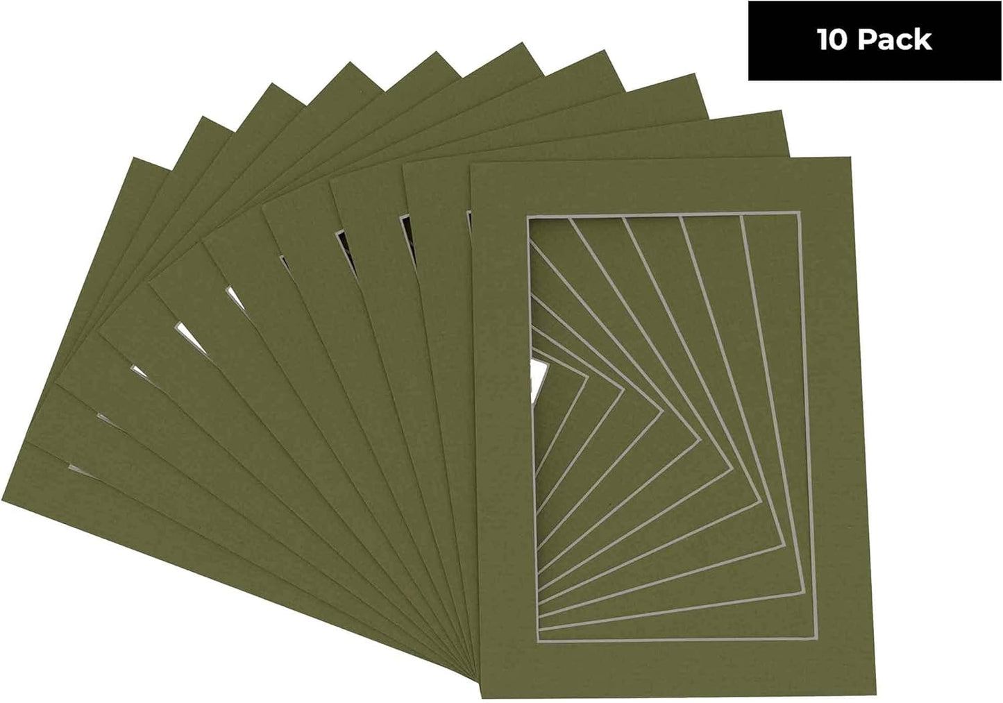 5x7 Mat for 8.5x11 Frame - Precut Mat Board Acid-Free Dill Green 5x7 Photo Matte For a 8.5x11 Picture Frame, Premium Matboard for Family Photos, Show Kits, Art, Picture Framing, Pack of 10 Mats