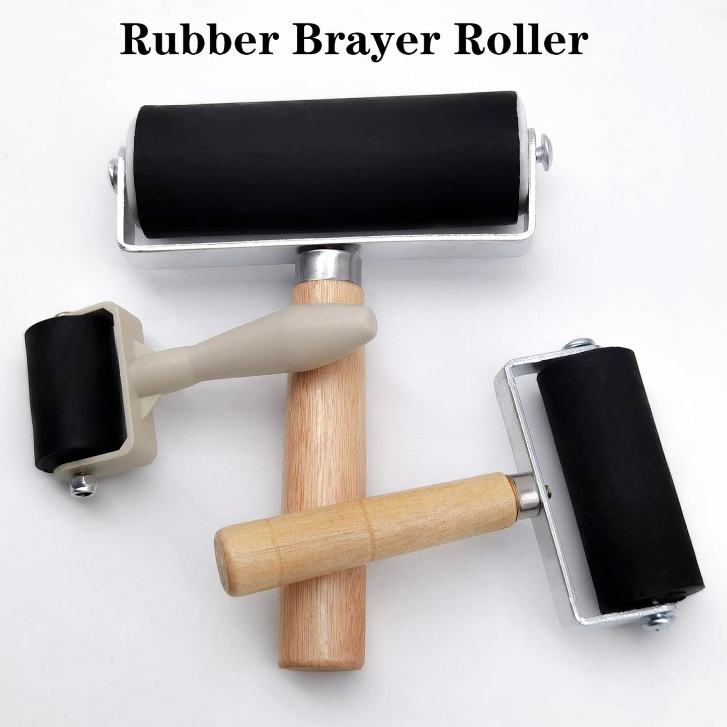 HRJZF Rubber Brayer Roller Set, 16 Pack, 1.4 Inch, Printmaking and Stamping Tools