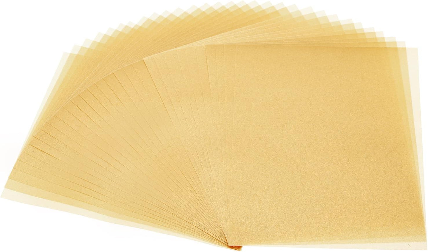 PATIKIL 30 Sheets Vellum Paper 4.25x5.5inches, Vellum Printable Translucent Paper 100GSM Colored for Invitations Laser Inkjet Printing Card Making Crafting Wedding Tracing, Gold Tone