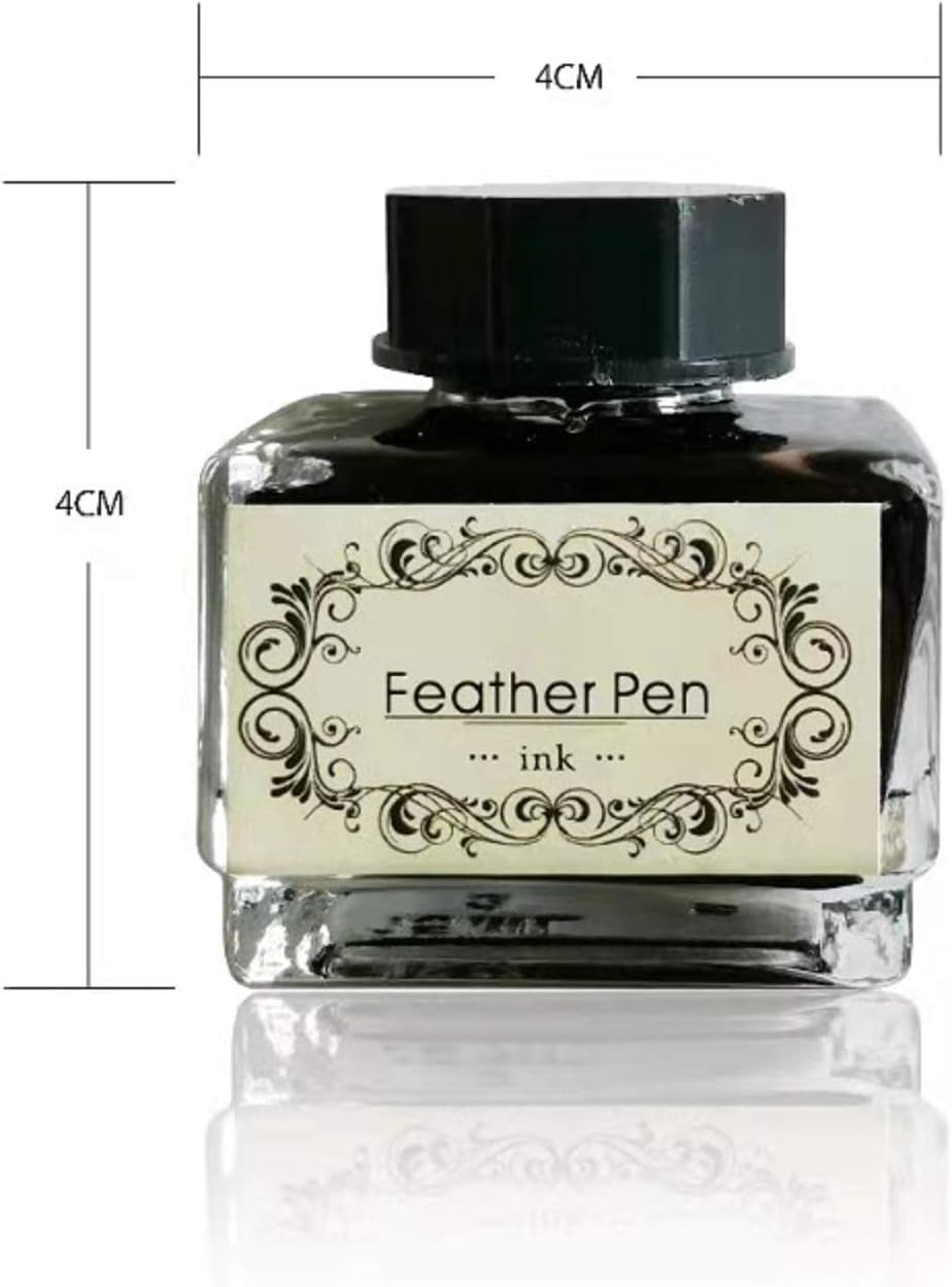 Black Calligraphy Ink No Carbon No Blocking Fountain Pen Ink Suitable for Feather Pen Quill Pen Dip Pen Calligraphy Pen Painting Pen 15ml