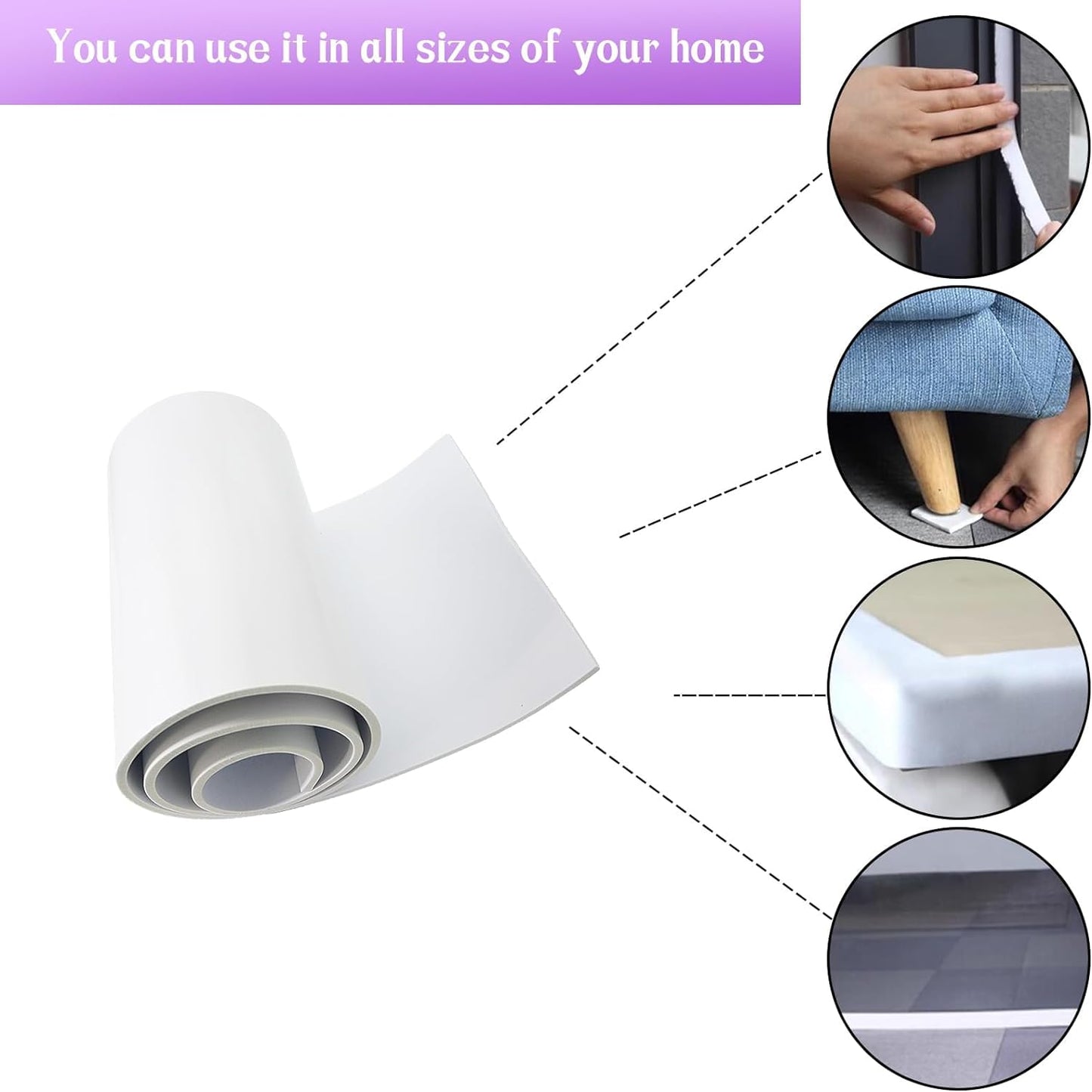 Closed Cell Neoprene Foam Rubber Sheet with Adhesive - 60 x 16 x 1/2 Inch Multi-Function Insulation, Soundproofing, and Weatherproof Foam Padding Easy Cut DIY, White