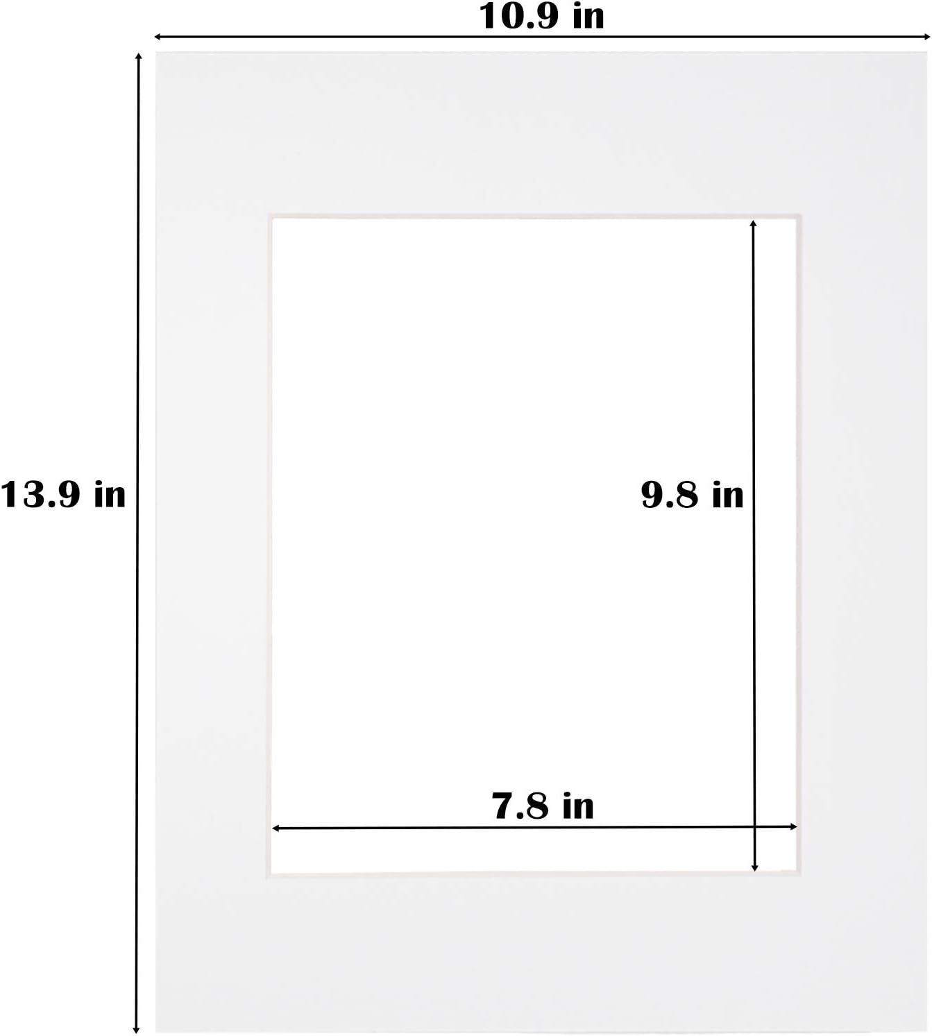 Egofine 11x14 White Picture Mats Pack of 25, Frame Mattes for 8x10 Pictures, Acid Free, 1.2mm Thickness, with Core Bevel Cut
