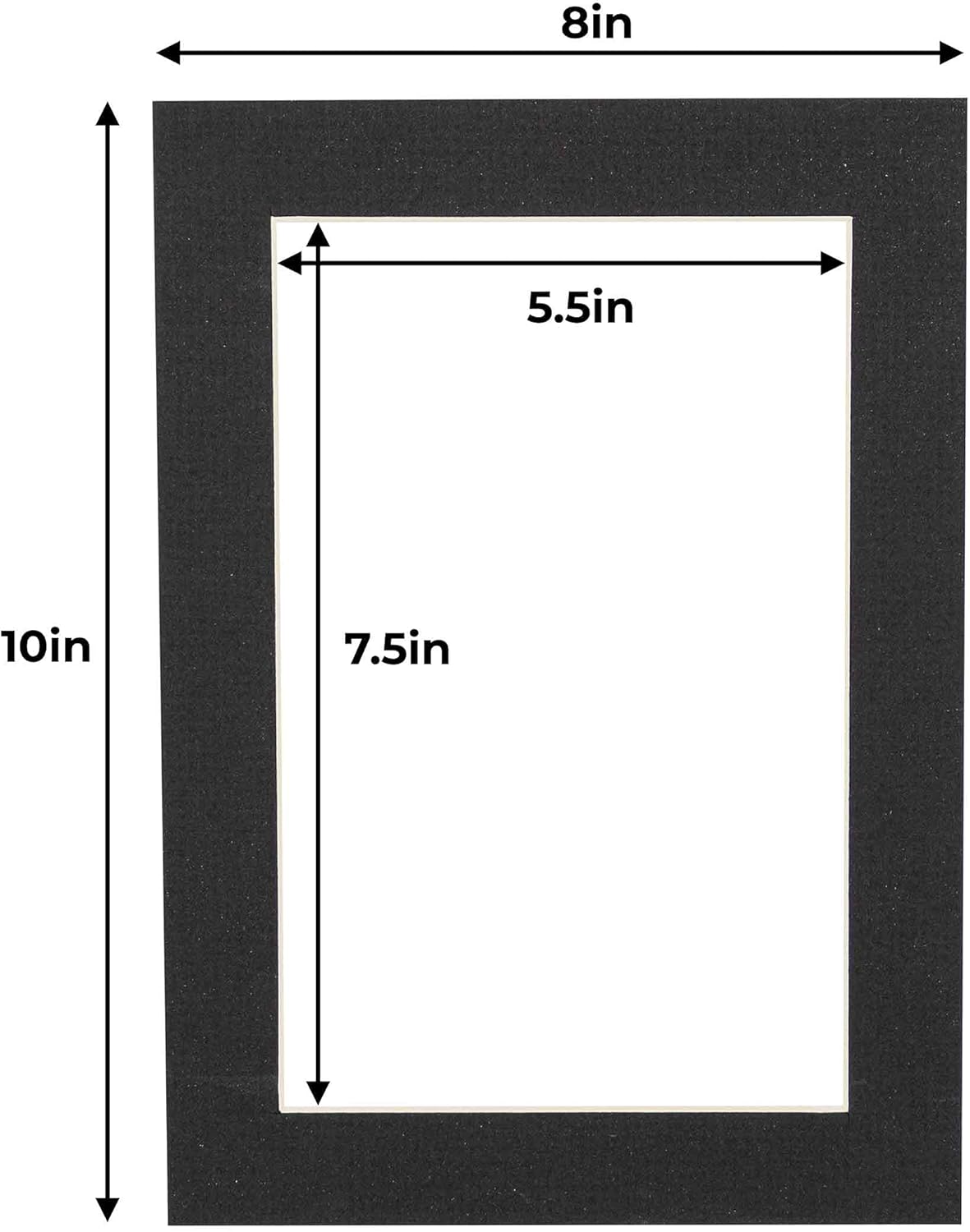 6x8 Mat for 8x10 Frame - Precut Mat Board Acid-Free Textured Black 6x8 Photo Matte For a 8x10 Picture Frame, Premium Matboard for Family Photos, Show Kits, Art, Picture Framing, Pack of 10 Mats