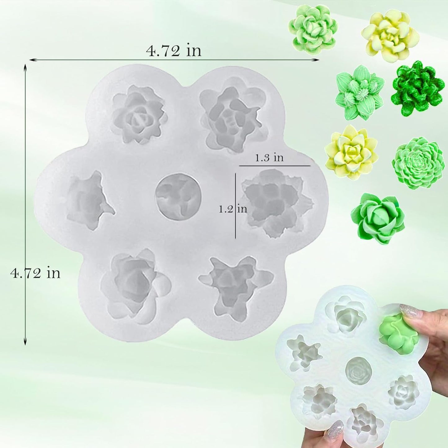 7 Cavity Succulent Silicone Mold for Candle Making,3D Silicone Cactus Succulents Leaves Candle Molds,Succulent Fondant Resin Molds for Candle Soaps Making, Wax Resin Casting,Cupcake