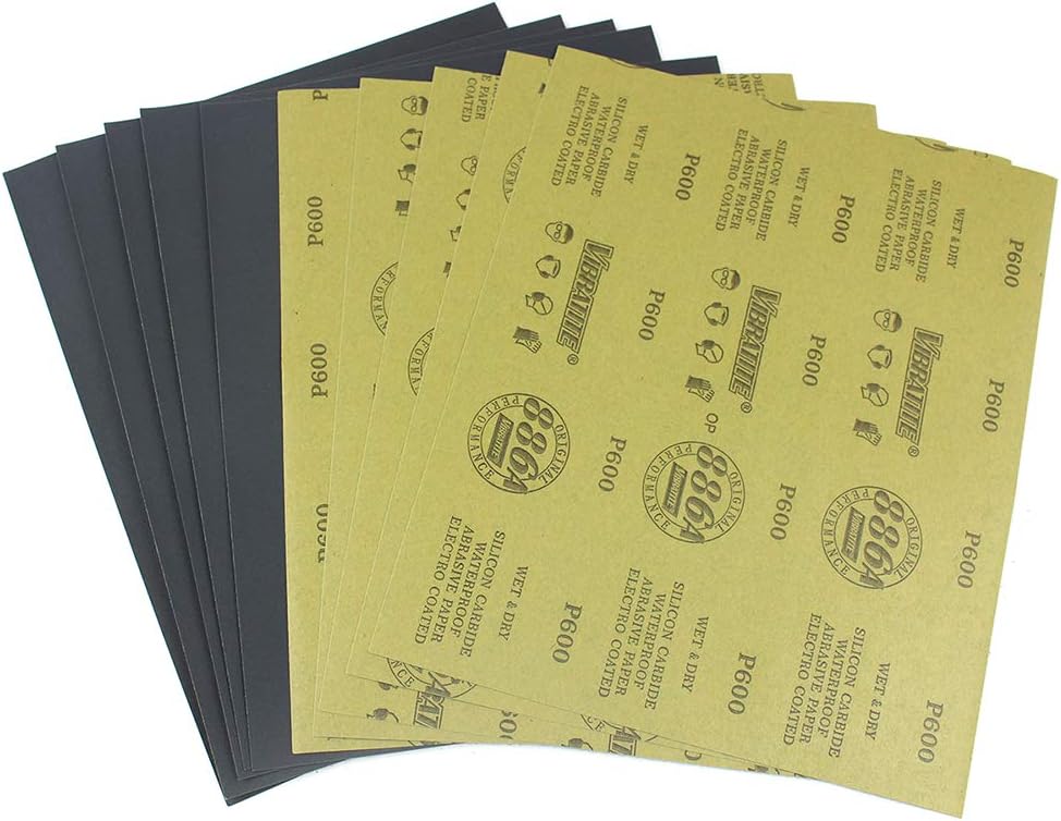 Sandpaper Sheets, 600 Grit Dry Wet Sand Paper, 9 x 11 Inch,Silicon Carbide, for Wood Furniture Finishing, Metal Sanding and Automotive Polishing,10 -Sheet