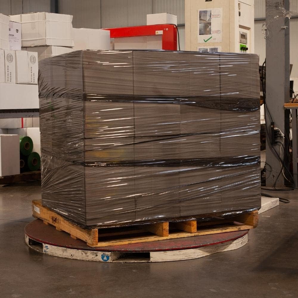 PSBM Black Stretch Wrap, 15 Inch x 1476 Feet, 4 Pack, Tinted Pre-Stretched Shrink Wrap Film for Moving, Packaging, Pallet Wrapping