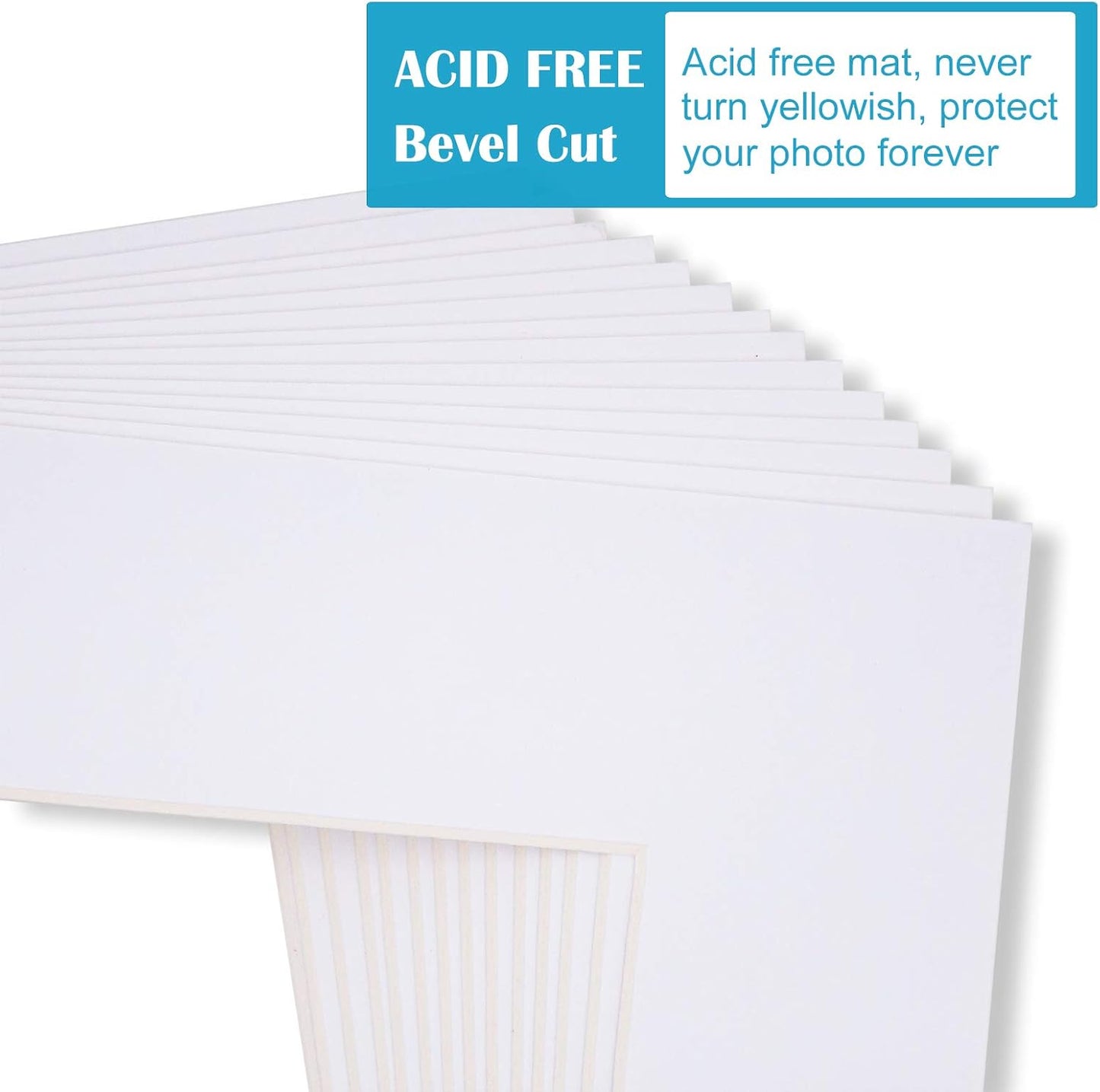 Egofine 4x6 White Picture Mats Pack of 14, Frame Mattes for 3x4.5 Pictures, Acid Free, 1.2mm Thickness, with Core Bevel Cut